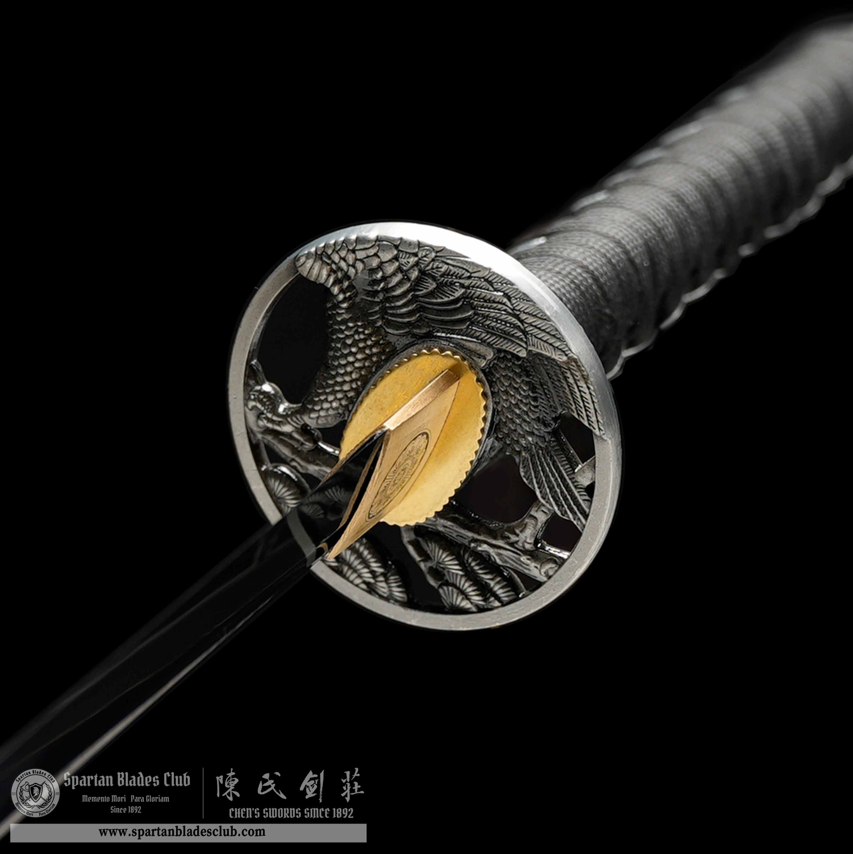 HY136 | Takugen Samurai | Katana | Damascus steel | Heat-colored Black | Eagle | Battle-Ready | Full-tang | Spartan Blades Club | CHEN'S SWORDS 1892 - Spartan Blades Club - 陳氏劍莊1892