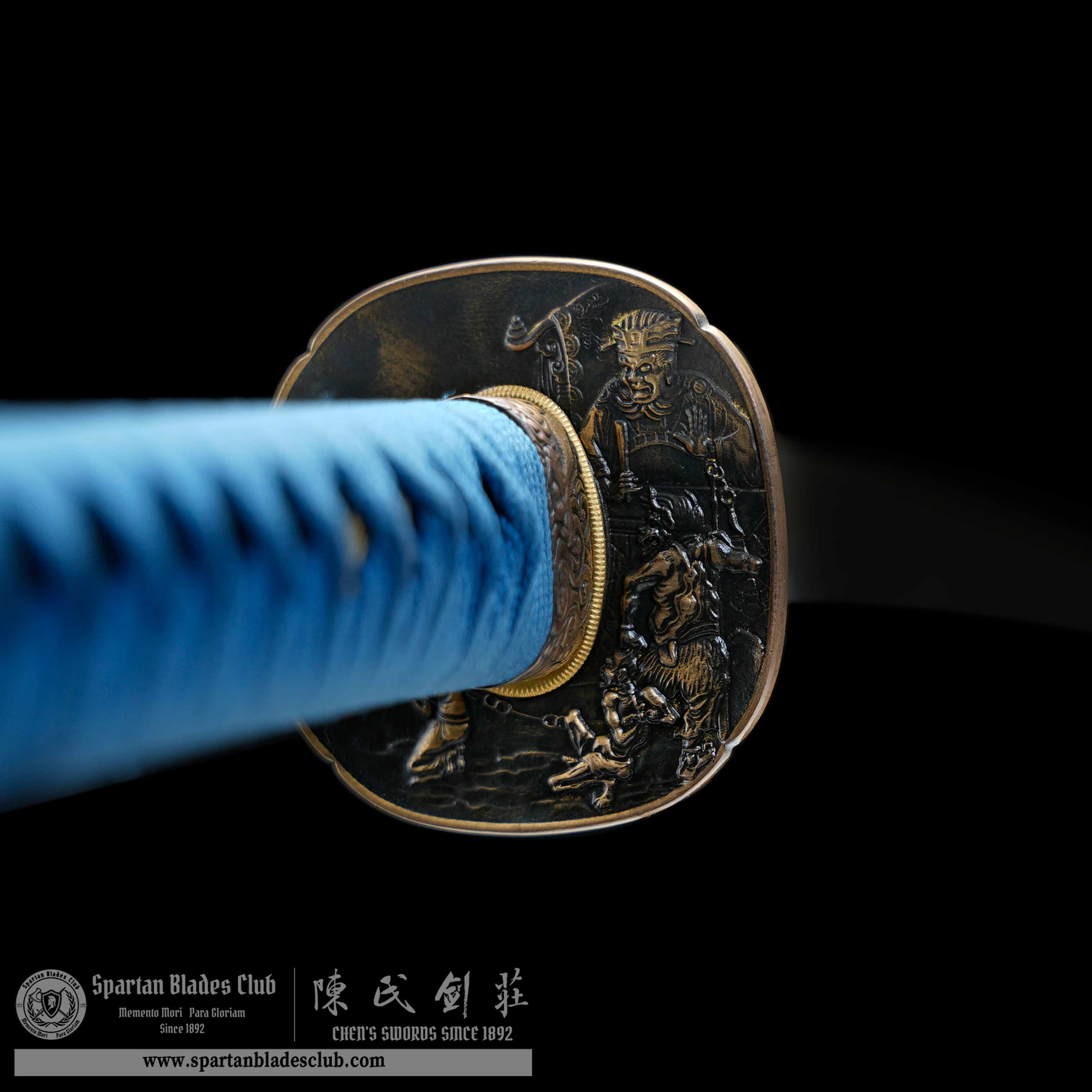 HY137 | LanLoong Samurai | Katana | Damascus steel | Blue | Chinese dragon | Battle-Ready | Full-tang | Spartan Blades Club | CHEN'S SWORDS 1892 - Spartan Blades Club - 陳氏劍莊1892