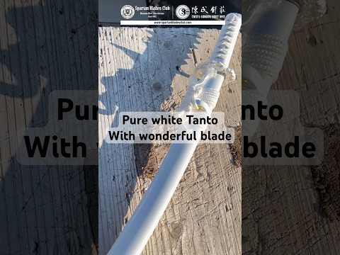 HY124 | Bai Loong Samurai | Tanto | Damascus Steel | Clay-tempered | Real Hamon| Loong(Chinese Dragon) | White | Battle-Ready | Full-tang | Spartan Blades Club | CHEN'S SWORDS 1892 - Spartan Blades Club - 陳氏劍莊1892