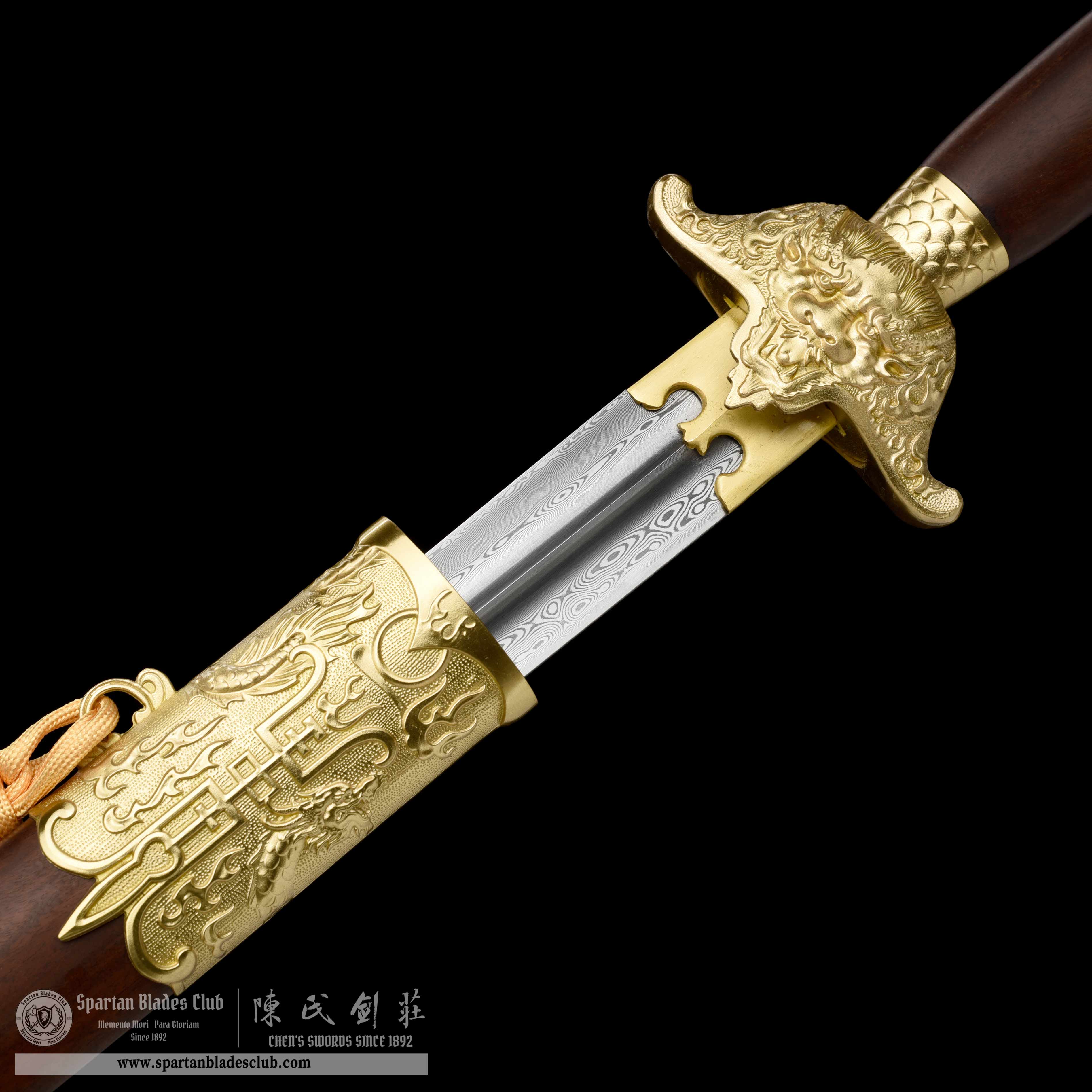 GU05 | Fushou Taichi Jian☯️ | Damascus Steel | Rosewood | flower | golden&black | Battle-Ready | Full-tang | Spartan Blades Club | CHEN'S SWORDS 1892 - Spartan Blades Club - 陳氏劍莊1892