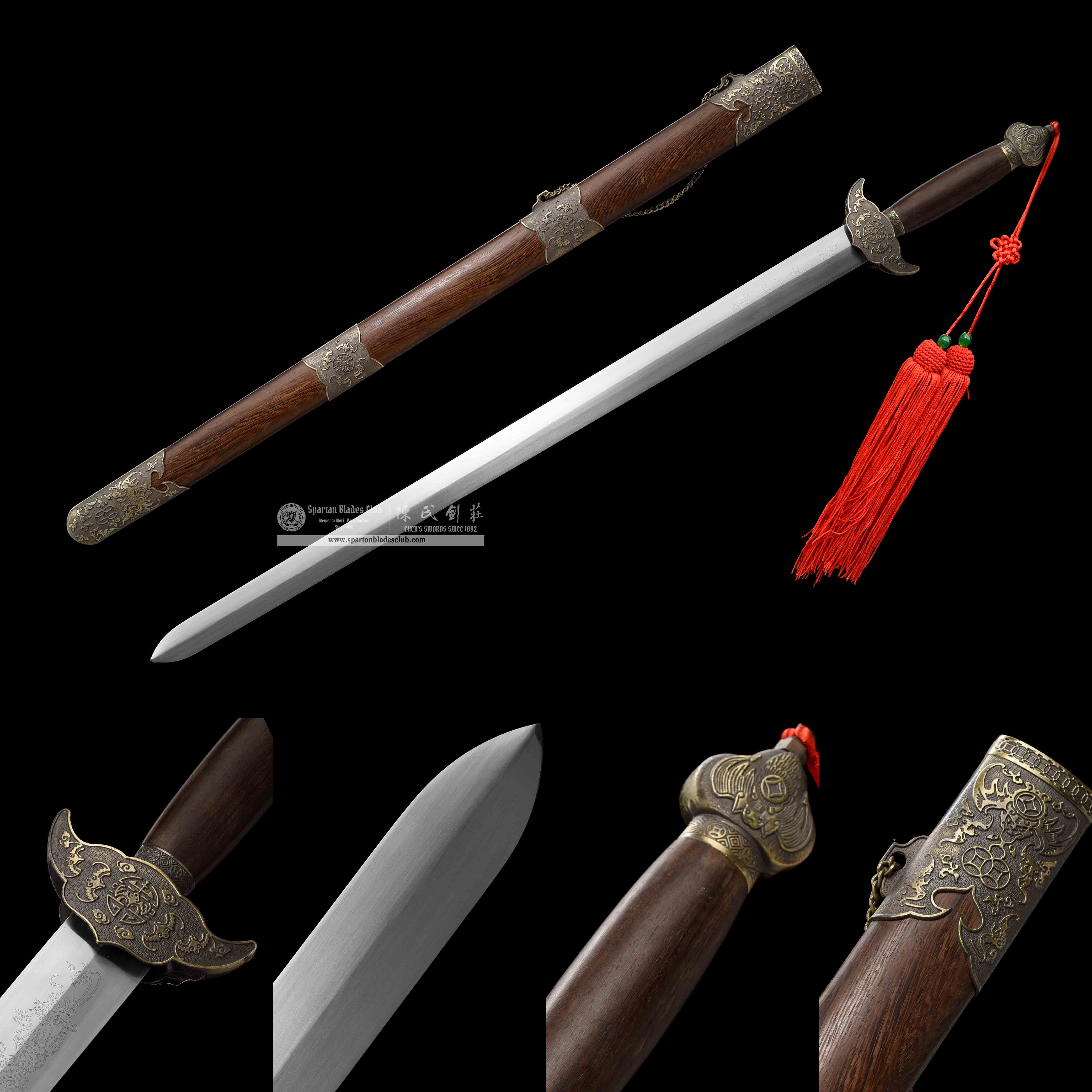 GU02 | Fuqian Jian | Carbon Steel | Rosewood | Brown | Battle-Ready | Full-tang | Spartan Blades Club | CHEN'S SWORDS 1892 - Spartan Blades Club - 陳氏劍莊1892