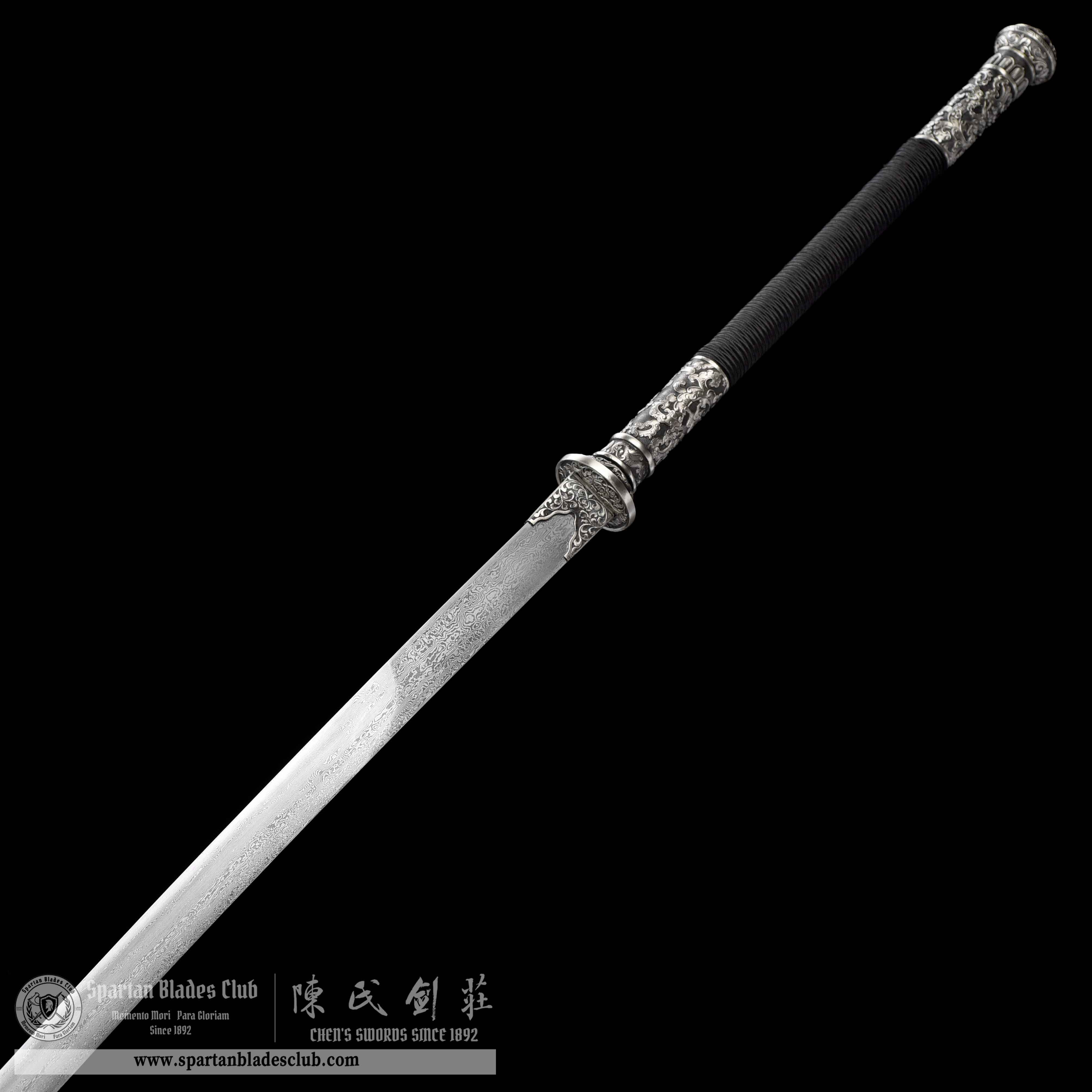 JYG06 | Yin Loong Miao Dao | Chinese sword | Damascus Steel | Loong(Chinese Dragon) | Ebony Wood | White Copper | Battle-Ready | Full-tang | Spartan Blades Club | CHEN'S SWORDS 1892 - Spartan Blades Club - 陳氏劍莊1892