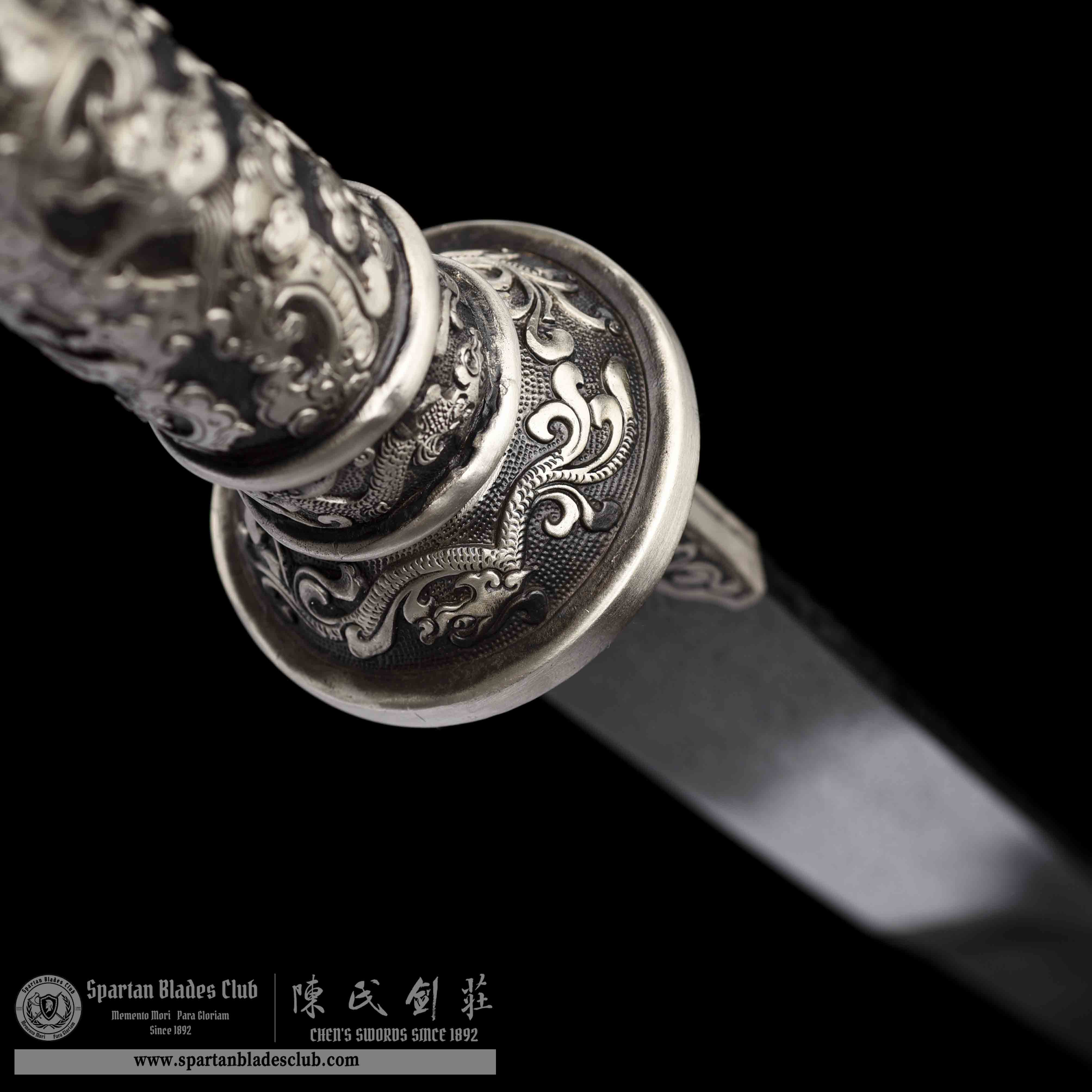 JYG06 | Yin Loong Miao Dao | Chinese sword | Damascus Steel | Loong(Chinese Dragon) | Ebony Wood | White Copper | Battle-Ready | Full-tang | Spartan Blades Club | CHEN'S SWORDS 1892 - Spartan Blades Club - 陳氏劍莊1892