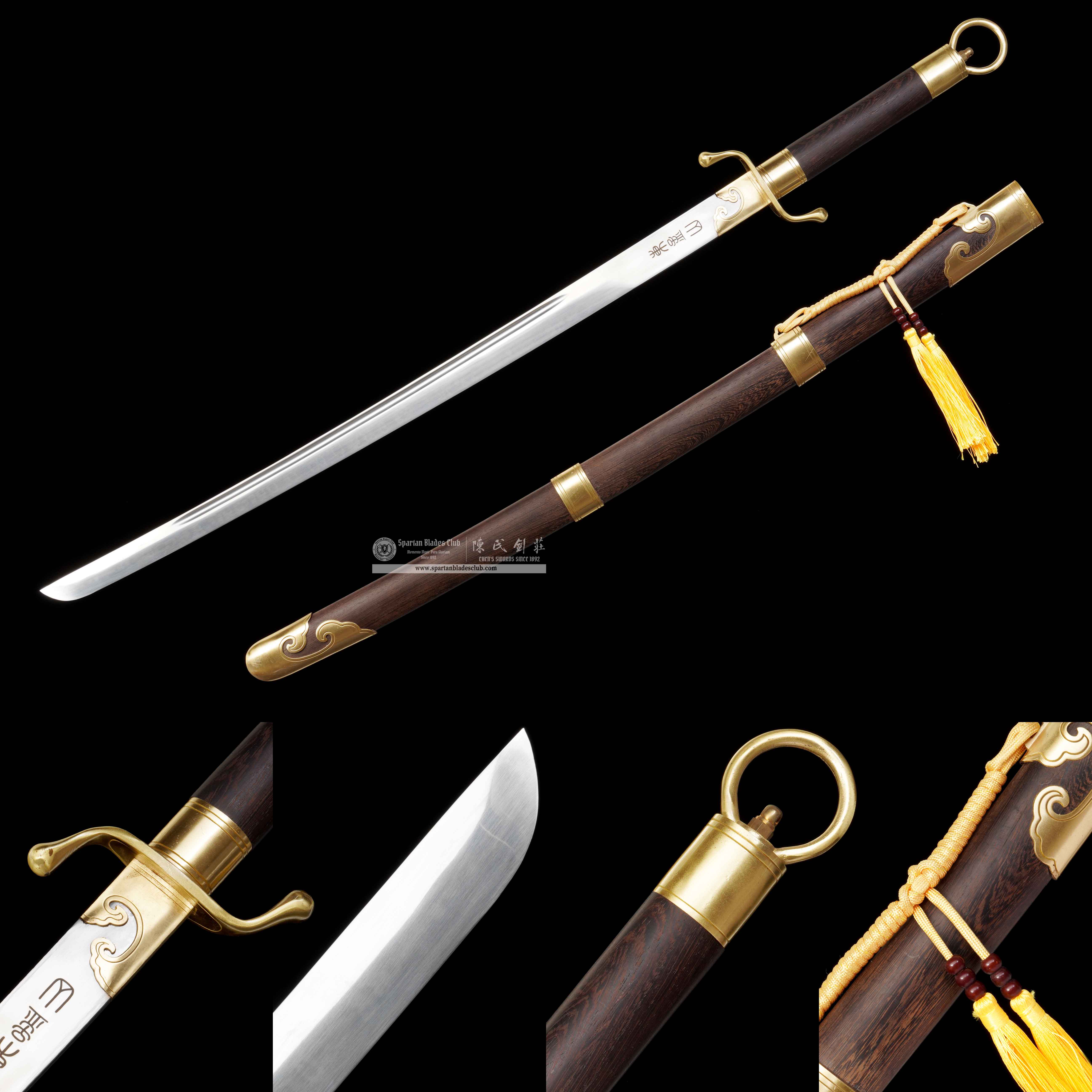 GU08 | XiangYun Tai Chi Dao | Damascus Steel | golden | Battle-Ready | Full-tang | Spartan Blades Club | CHEN'S SWORDS 1892 - Spartan Blades Club - 陳氏劍莊1892