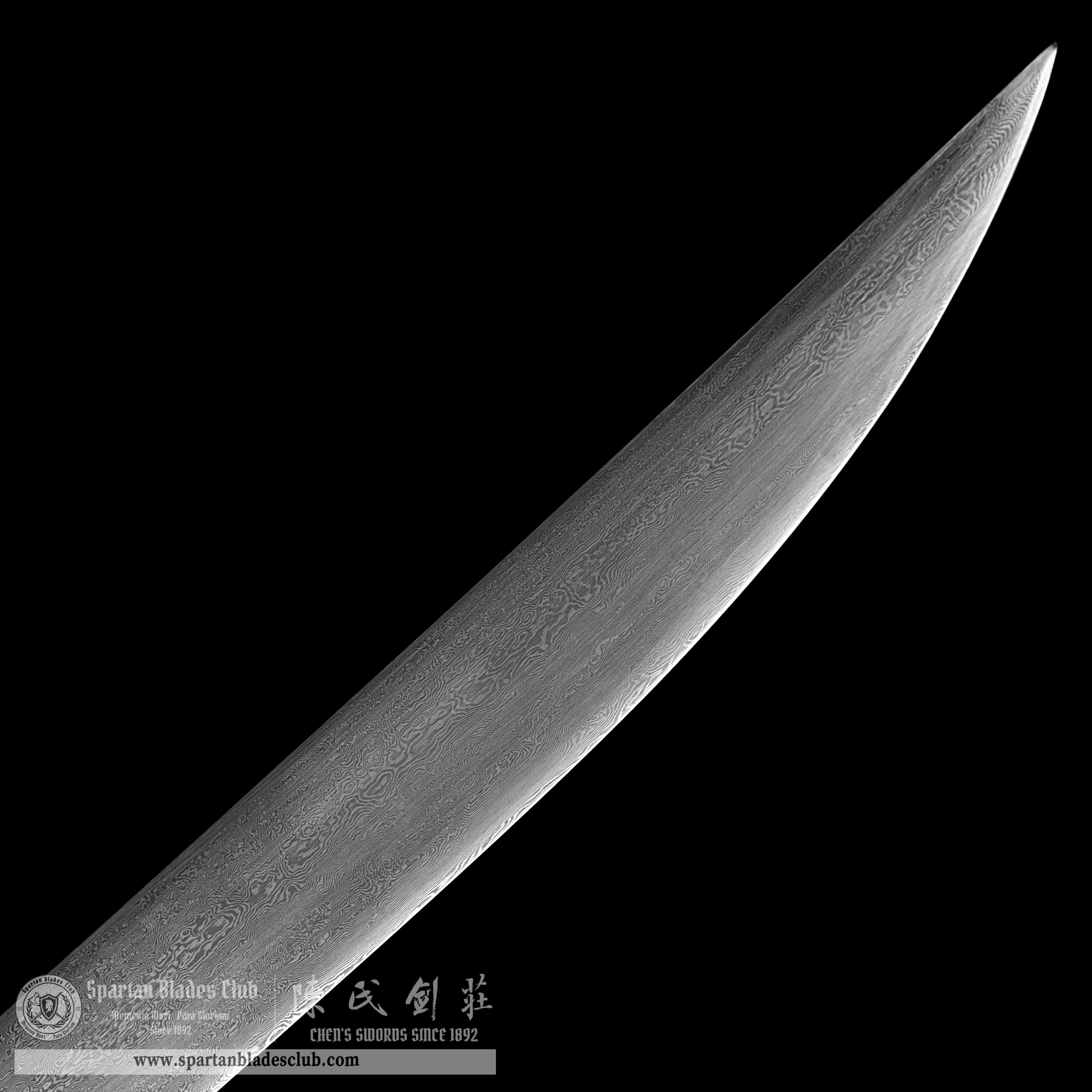 JYG06 | Yin Loong Miao Dao | Chinese sword | Damascus Steel | Loong(Chinese Dragon) | Ebony Wood | White Copper | Battle-Ready | Full-tang | Spartan Blades Club | CHEN'S SWORDS 1892 - Spartan Blades Club - 陳氏劍莊1892