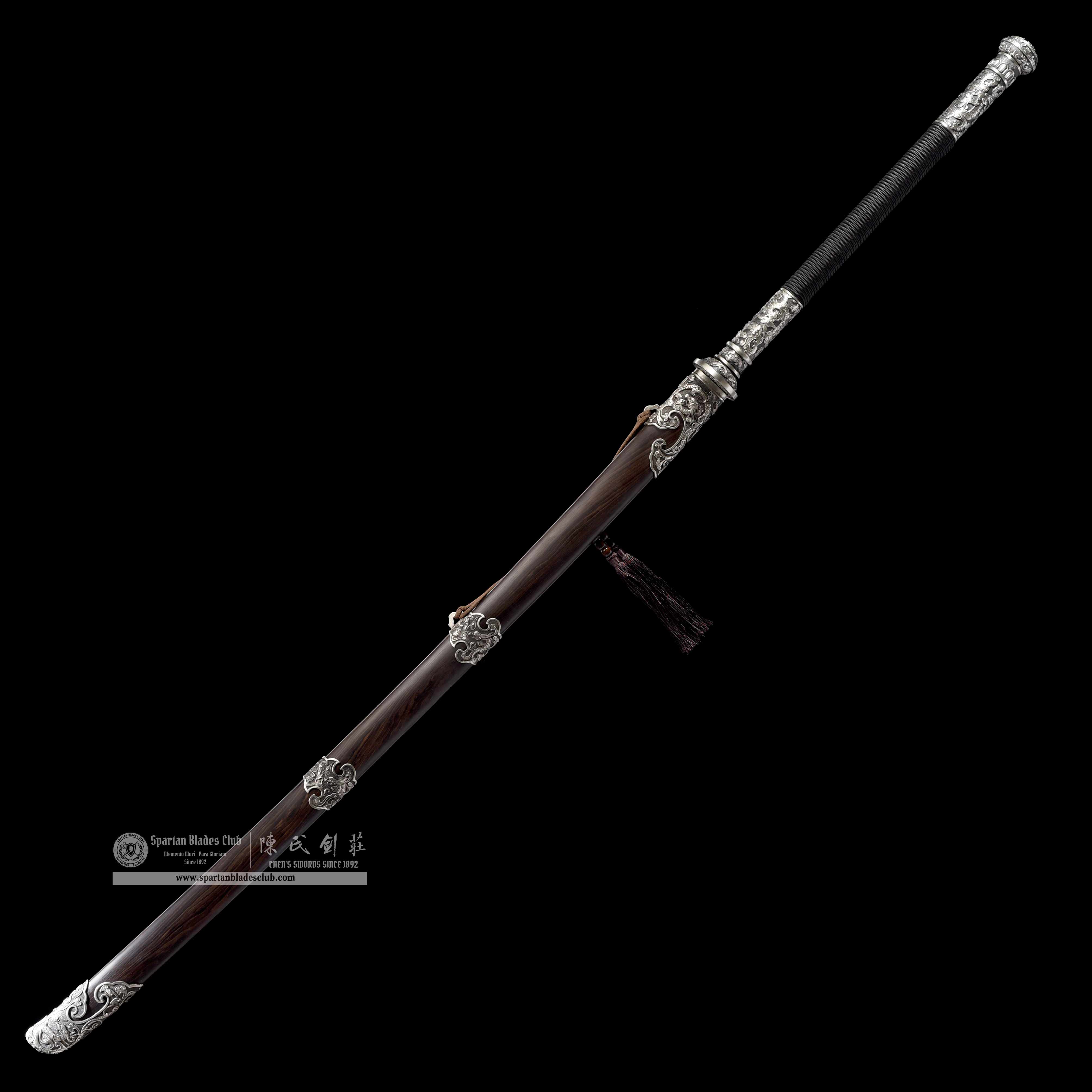 JYG06 | Yin Loong Miao Dao | Chinese sword | Damascus Steel | Loong(Chinese Dragon) | Ebony Wood | White Copper | Battle-Ready | Full-tang | Spartan Blades Club | CHEN'S SWORDS 1892 - Spartan Blades Club - 陳氏劍莊1892
