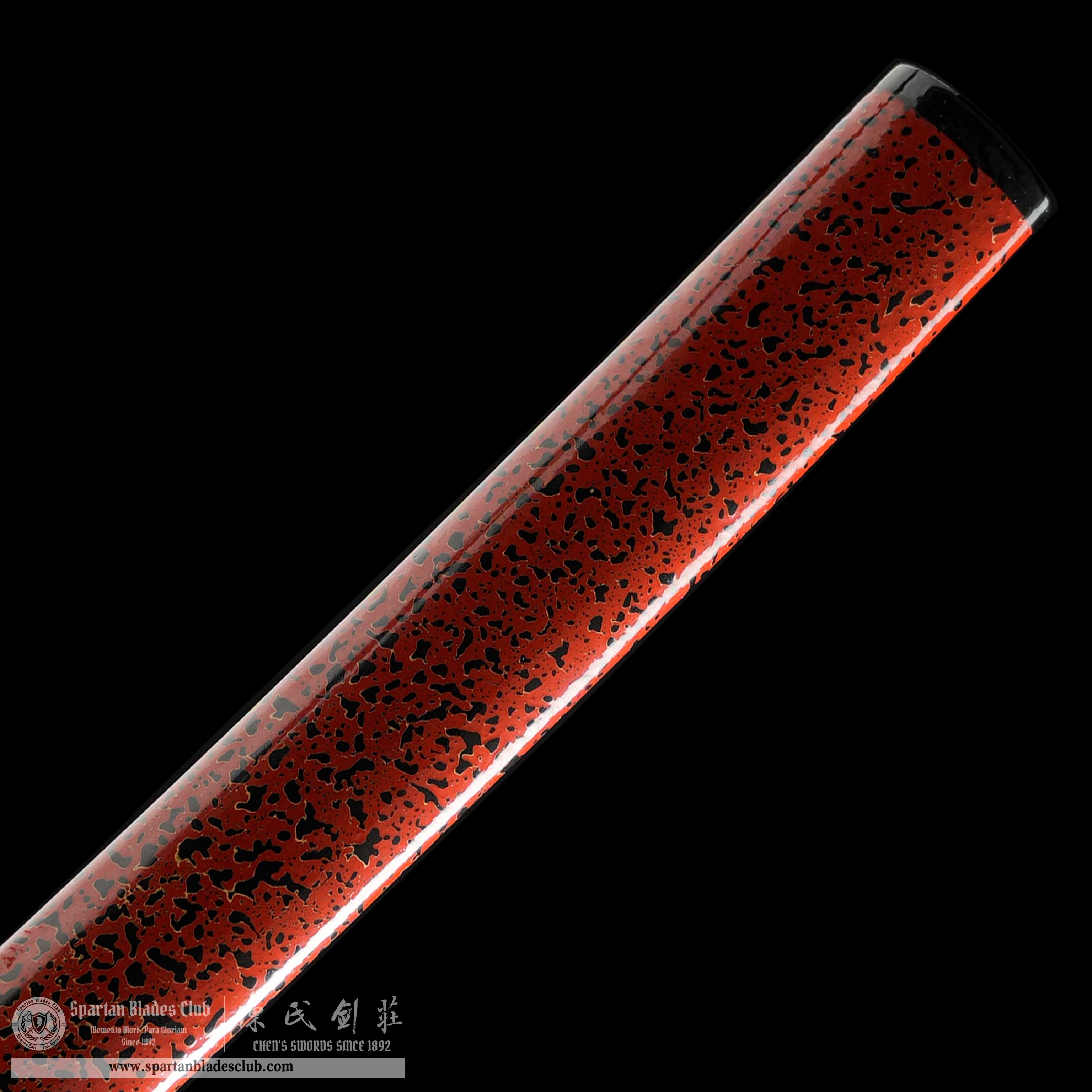 HY140 | XueDian Samurai | Katana | Damascus Steel | Heat-colored Black | Red | Loong(Chinese Dragon) | Battle-Ready | Full-tang | Spartan Blades Club | CHEN'S SWORDS 1892 - Spartan Blades Club - 陳氏劍莊1892