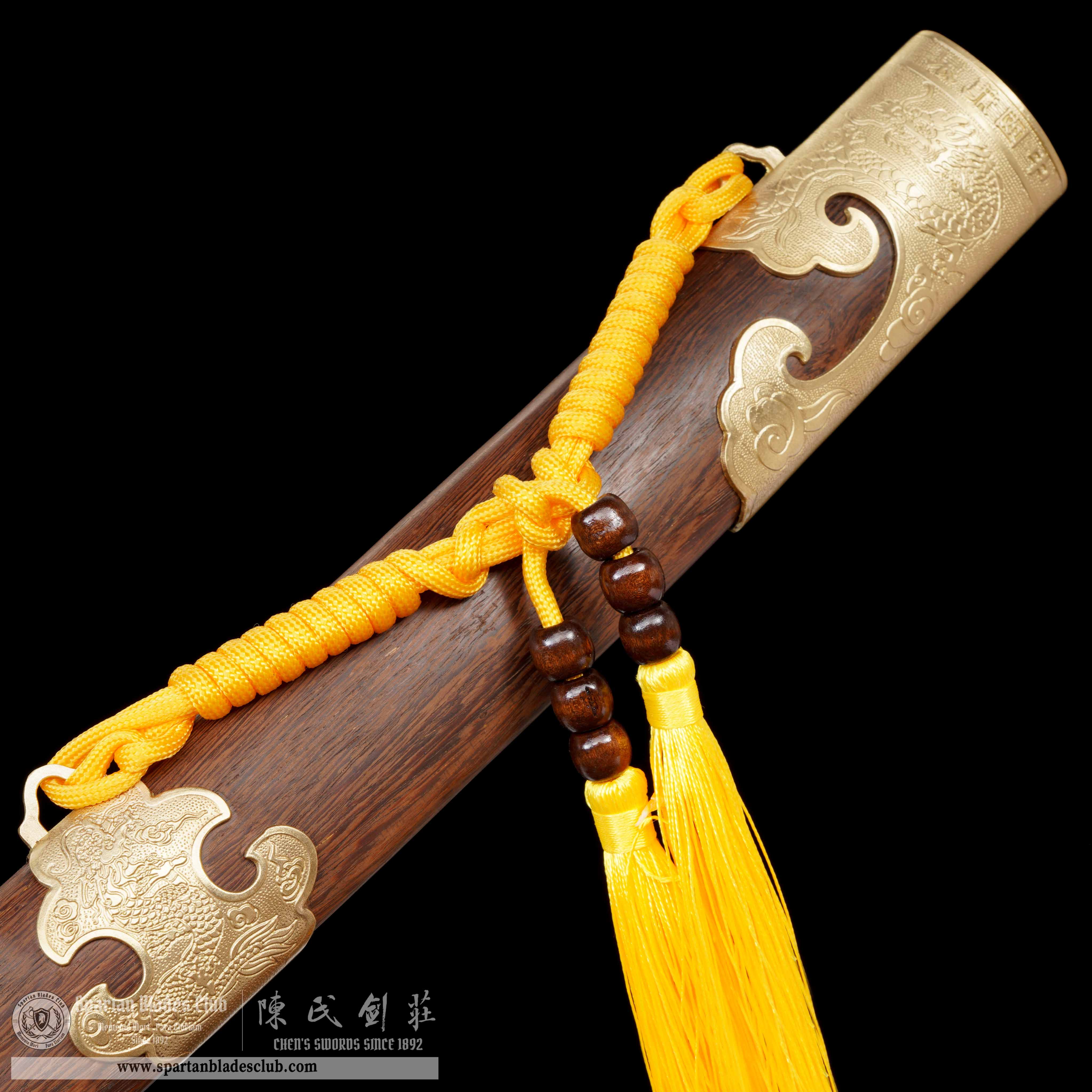GU07 | LoongYun Tai Chi Dao | Damascus Steel | Loong(Chinese Dragon) | golden | Battle-Ready | Full-tang | Spartan Blades Club | CHEN'S SWORDS 1892 - Spartan Blades Club - 陳氏劍莊1892