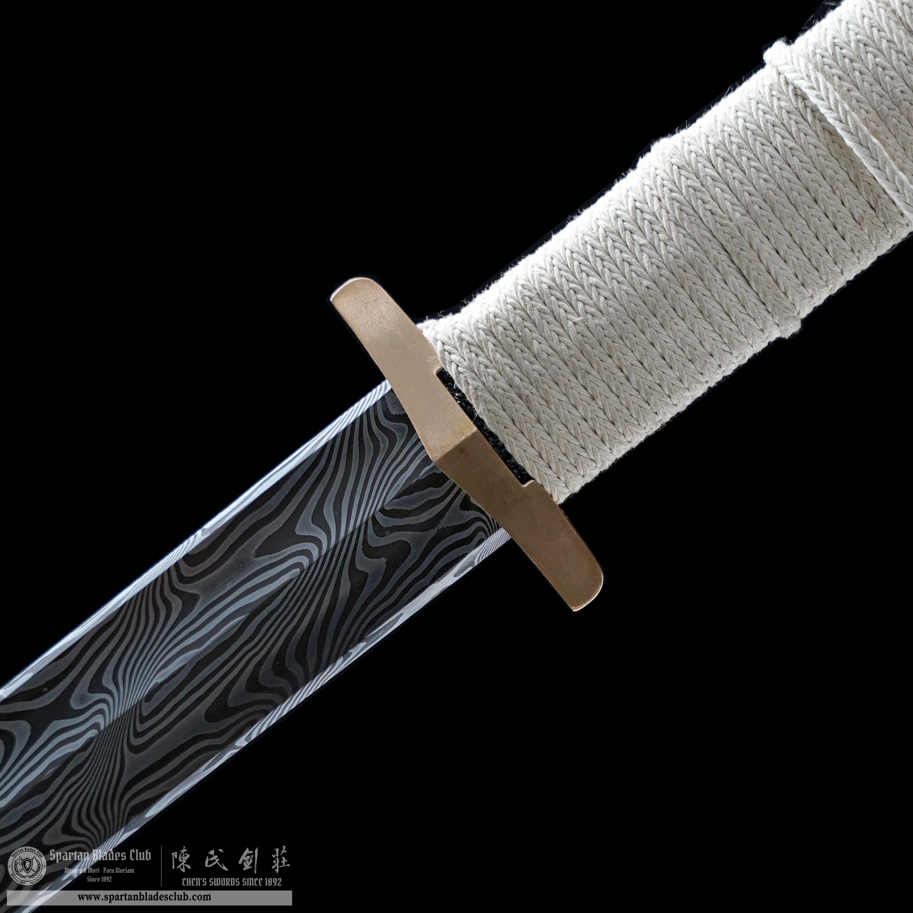 HY141 | SuBai HanJian | Damascus Steel | Solid wood&White | Battle-Ready | Full-tang | Spartan Blades Club | CHEN'S SWORDS 1892 - Spartan Blades Club - 陳氏劍莊1892