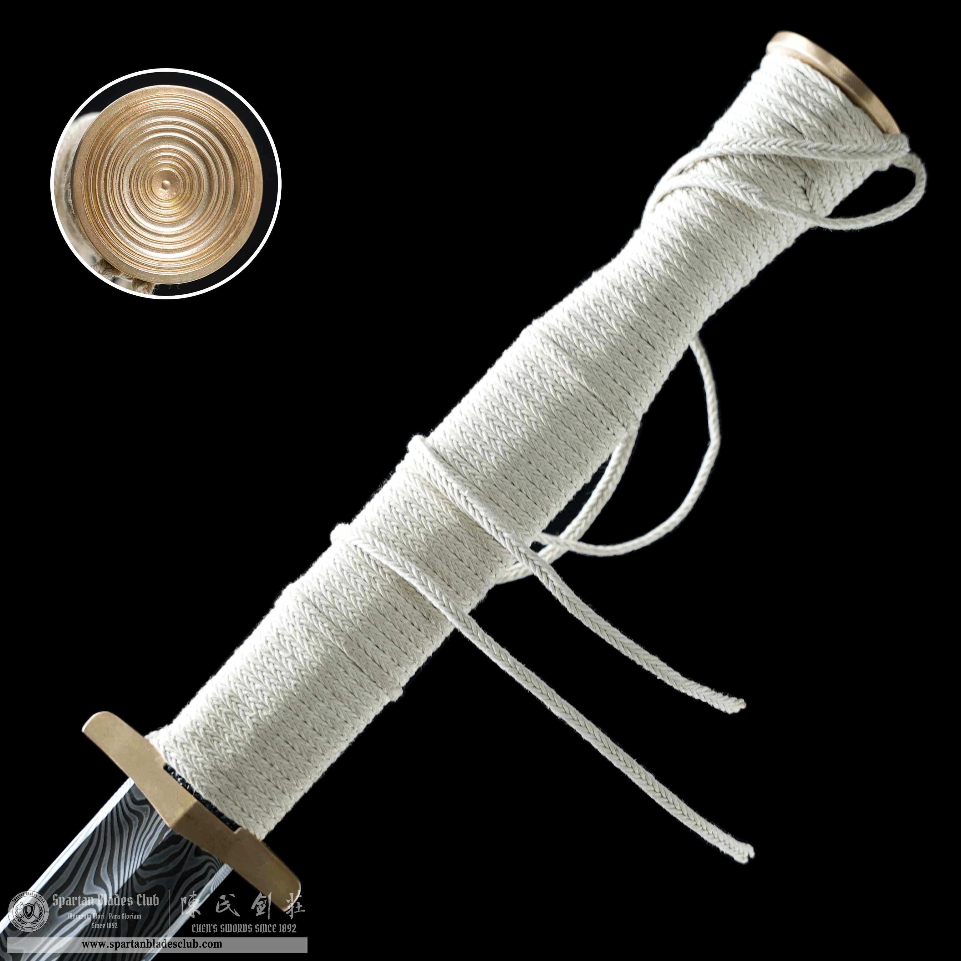 HY141 | SuBai HanJian | Damascus Steel | Solid wood&White | Battle-Ready | Full-tang | Spartan Blades Club | CHEN'S SWORDS 1892 - Spartan Blades Club - 陳氏劍莊1892