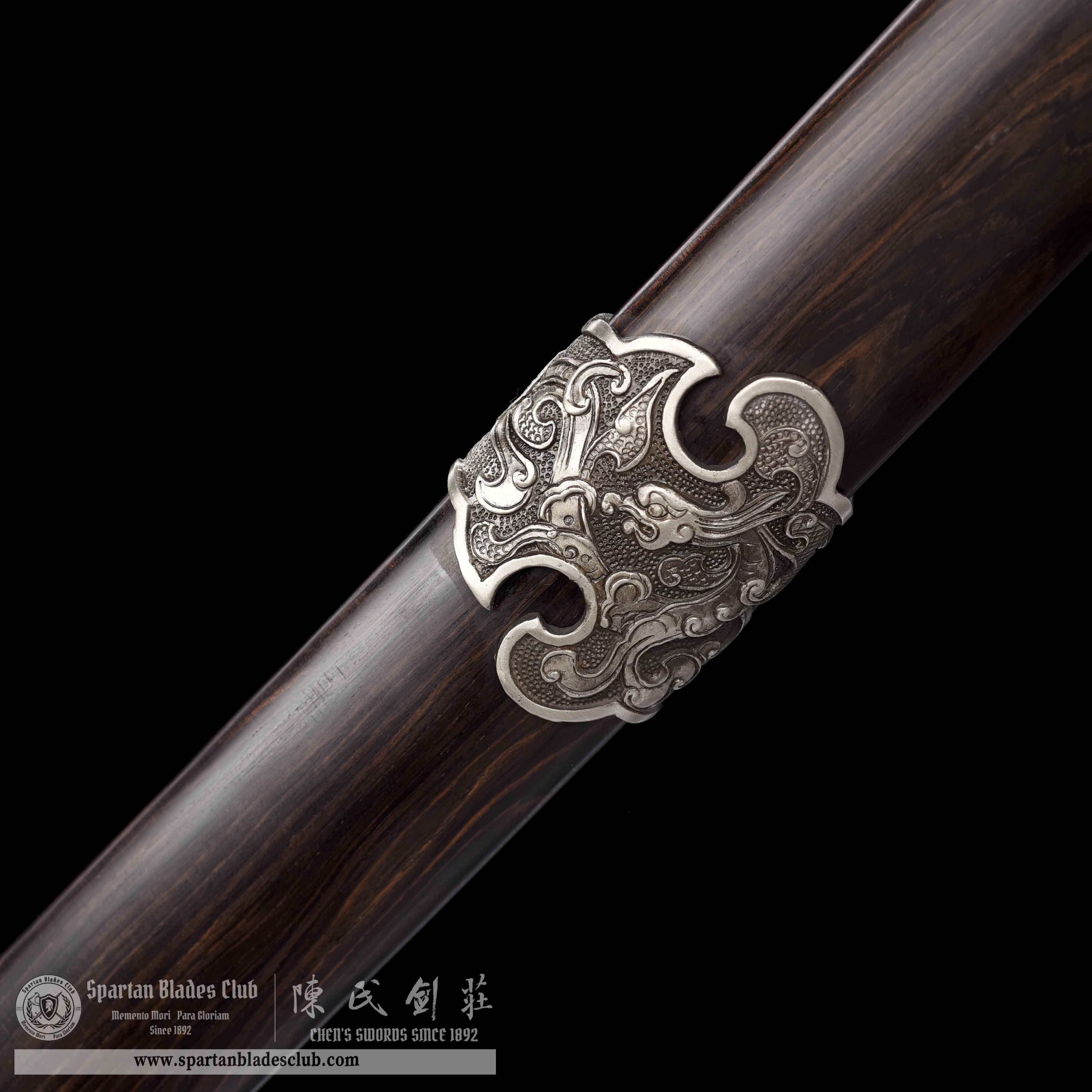 JYG06 | Yin Loong Miao Dao | Chinese sword | Damascus Steel | Loong(Chinese Dragon) | Ebony Wood | White Copper | Battle-Ready | Full-tang | Spartan Blades Club | CHEN'S SWORDS 1892 - Spartan Blades Club - 陳氏劍莊1892