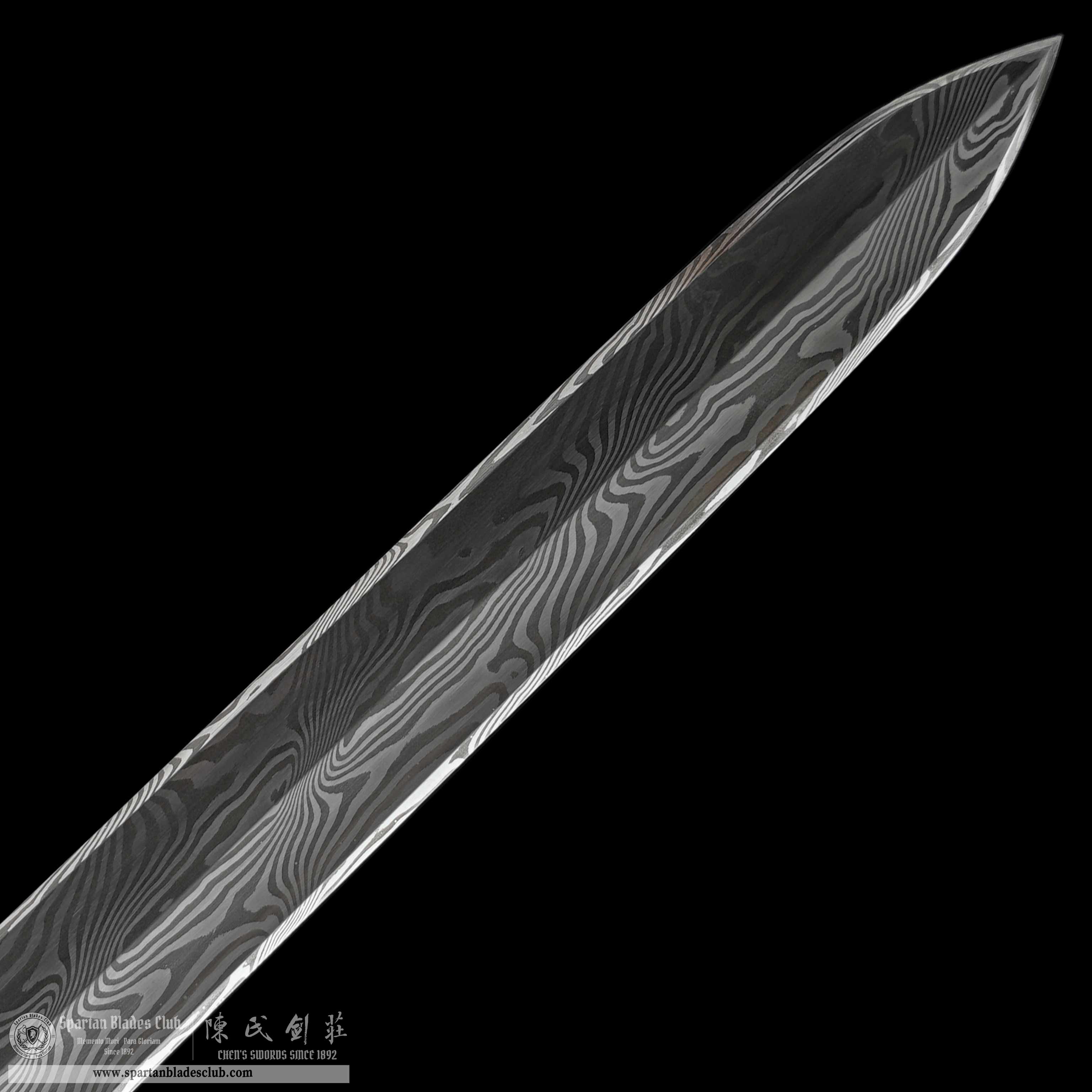 HY141 | SuBai HanJian | Damascus Steel | Solid wood&White | Battle-Ready | Full-tang | Spartan Blades Club | CHEN'S SWORDS 1892 - Spartan Blades Club - 陳氏劍莊1892