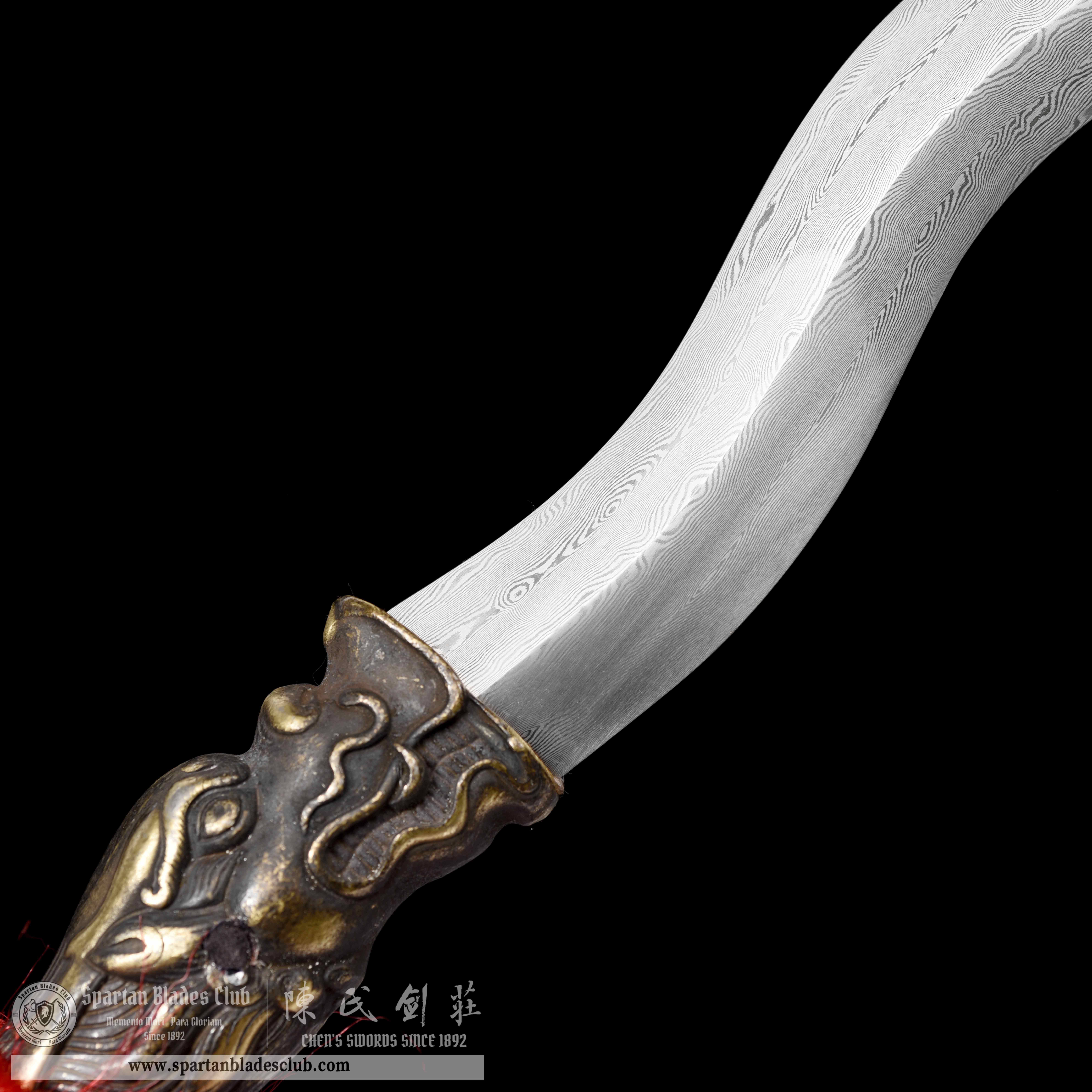 JYG04 | Zhangba She Mao | Chinese weapons | Damascus Steel | Loong(Chinese Dragon)  | Snake | Red | Battle-Ready | Full-tang | Spartan Blades Club | CHEN'S SWORDS 1892 - Spartan Blades Club - 陳氏劍莊1892