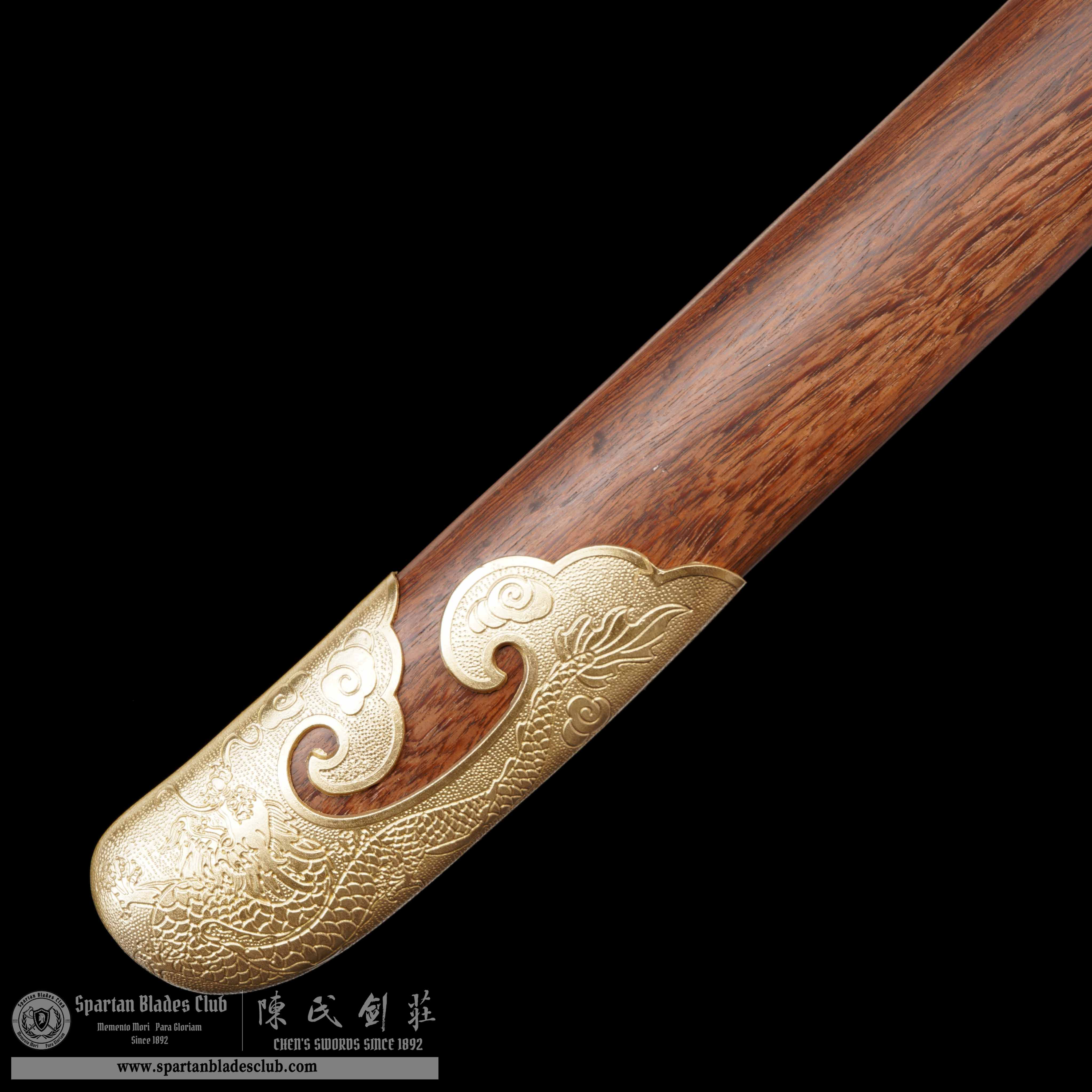GU07 | LoongYun Tai Chi Dao | Damascus Steel | Loong(Chinese Dragon) | golden | Battle-Ready | Full-tang | Spartan Blades Club | CHEN'S SWORDS 1892 - Spartan Blades Club - 陳氏劍莊1892
