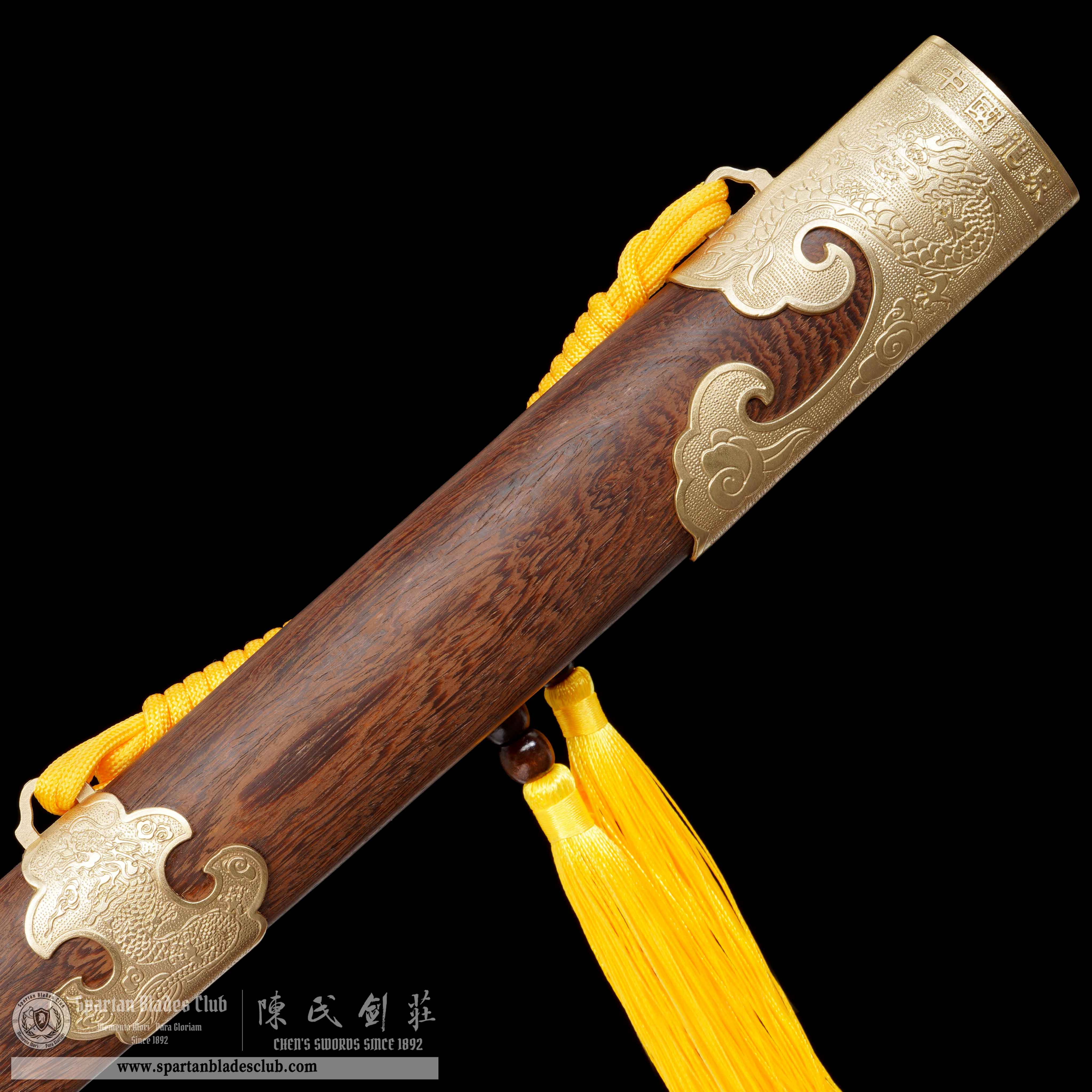 GU07 | LoongYun Tai Chi Dao | Damascus Steel | Loong(Chinese Dragon) | golden | Battle-Ready | Full-tang | Spartan Blades Club | CHEN'S SWORDS 1892 - Spartan Blades Club - 陳氏劍莊1892