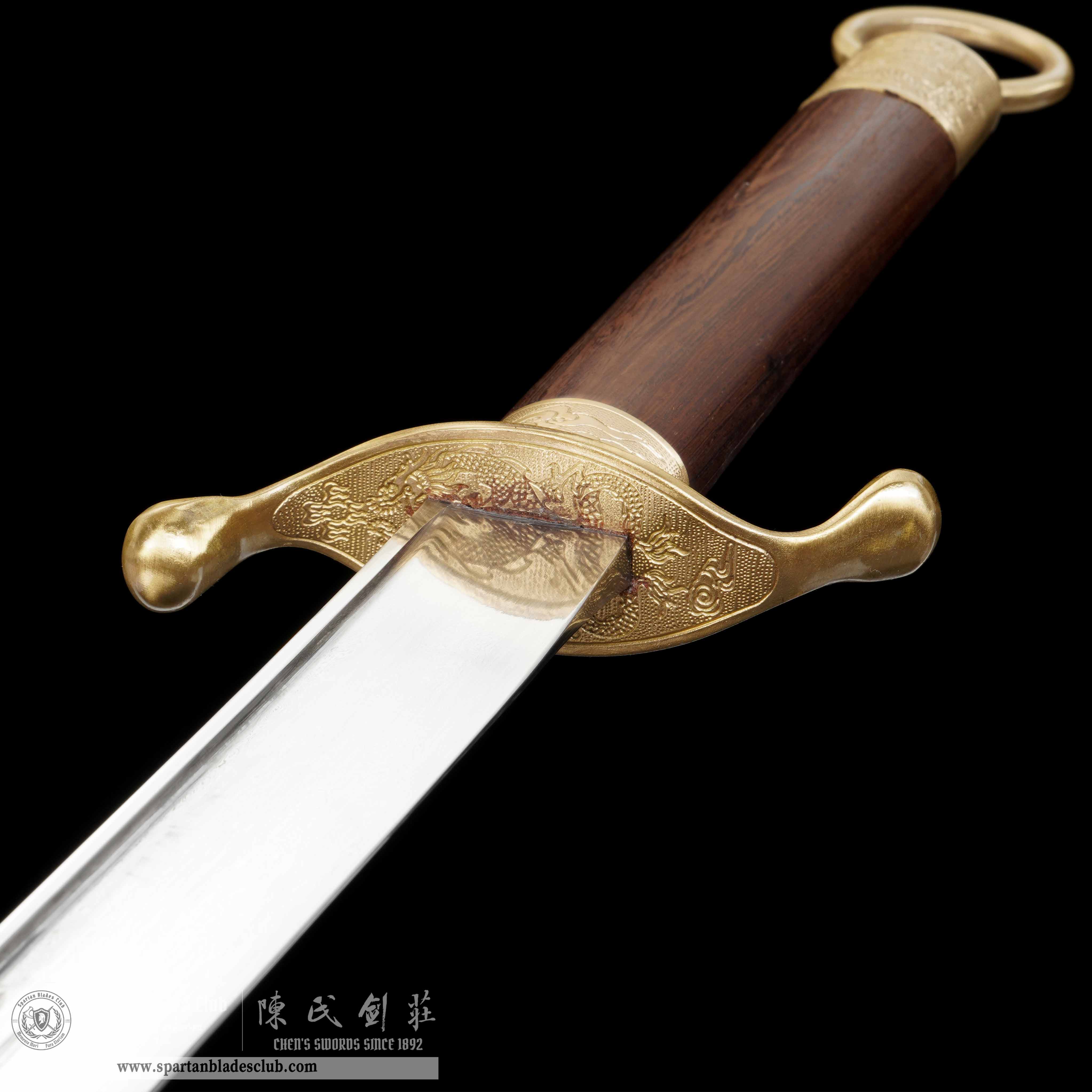 GU07 | LoongYun Tai Chi Dao | Damascus Steel | Loong(Chinese Dragon) | golden | Battle-Ready | Full-tang | Spartan Blades Club | CHEN'S SWORDS 1892 - Spartan Blades Club - 陳氏劍莊1892