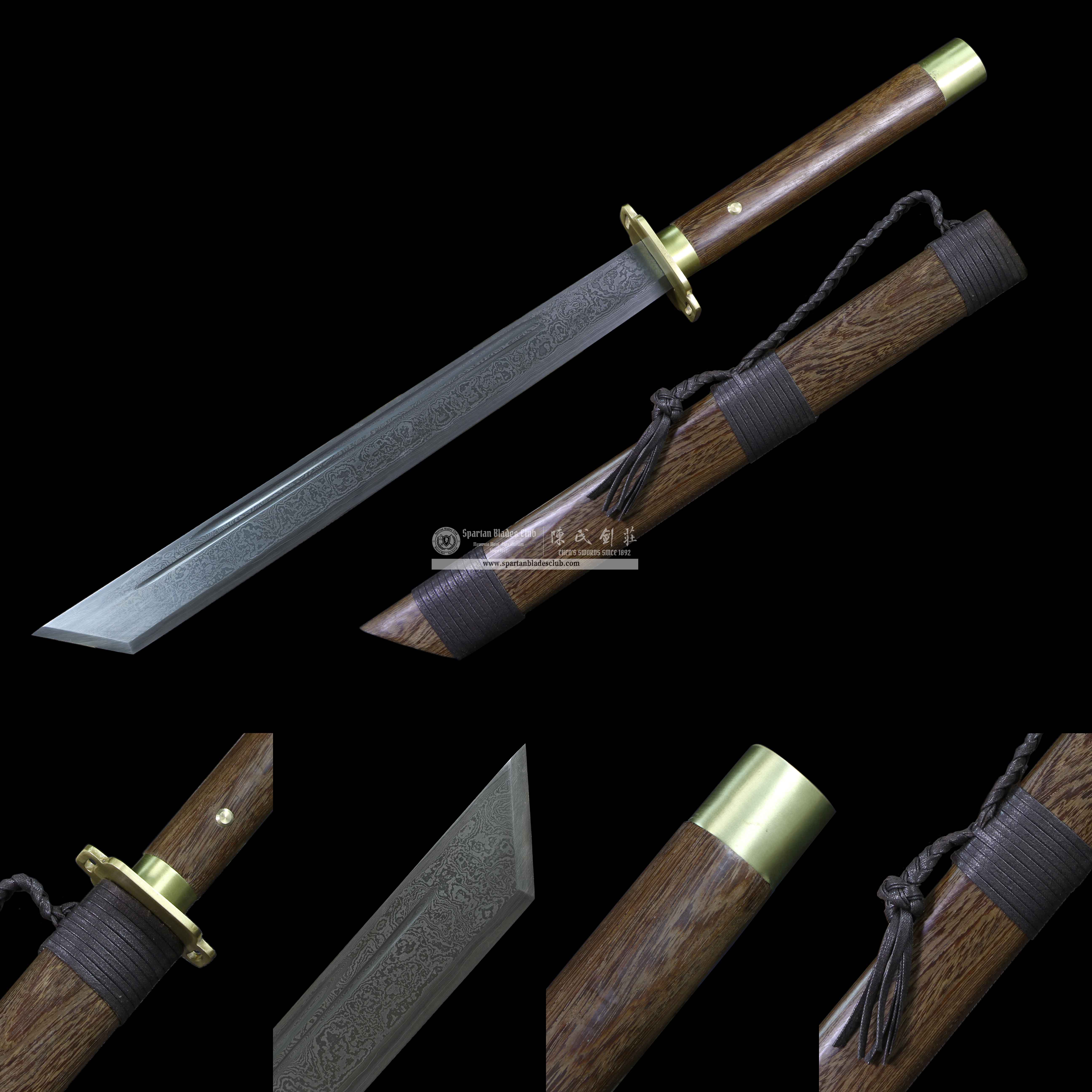 QQ10 | Po Yue DAO | Damascus Steel | Solid wood | Battle-Ready | Full-tang | Spartan Blades Club | CHEN'S SWORDS 1892 - Spartan Blades Club - 陳氏劍莊1892
