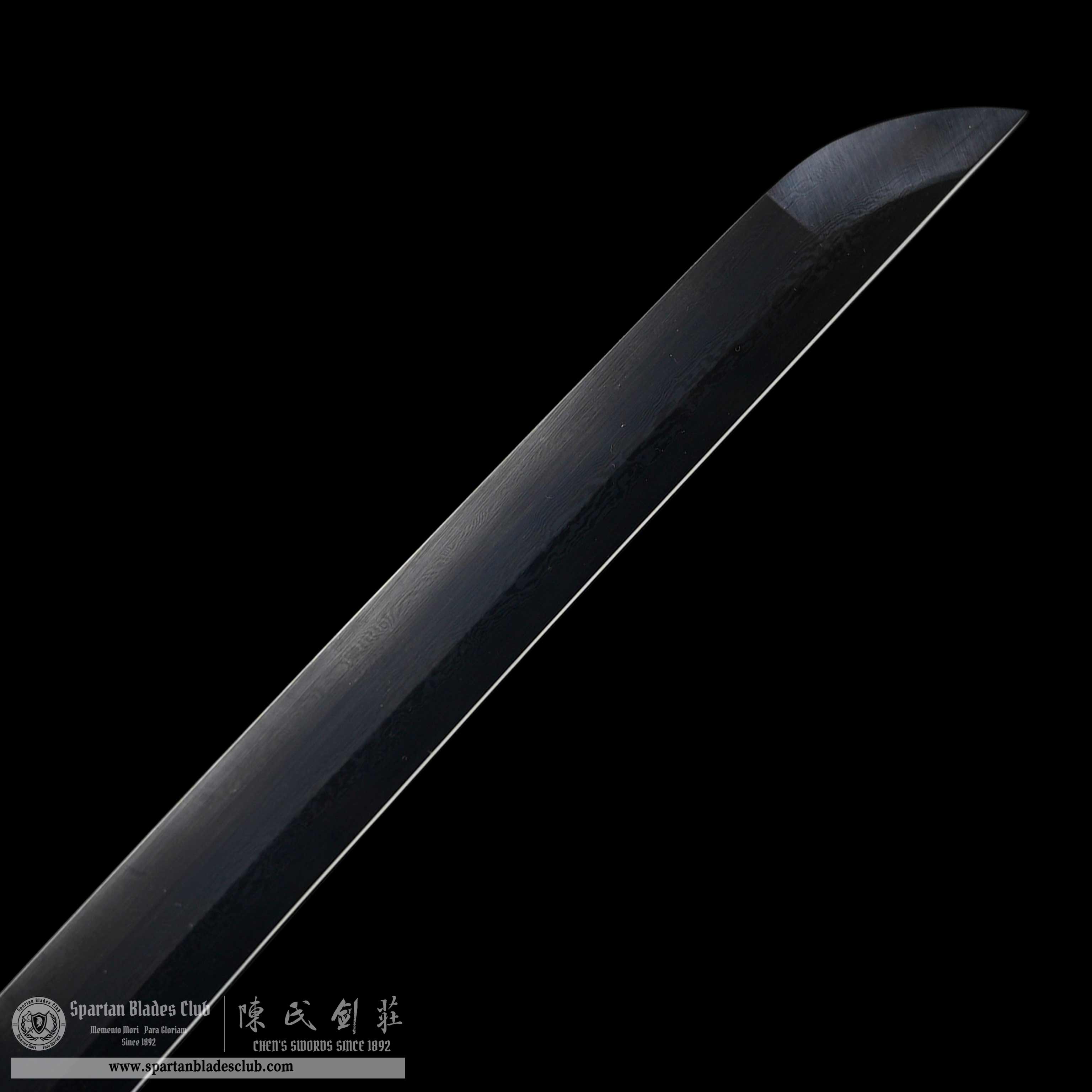 HY140 | XueDian Samurai | Katana | Damascus Steel | Heat-colored Black | Red | Loong(Chinese Dragon) | Battle-Ready | Full-tang | Spartan Blades Club | CHEN'S SWORDS 1892 - Spartan Blades Club - 陳氏劍莊1892