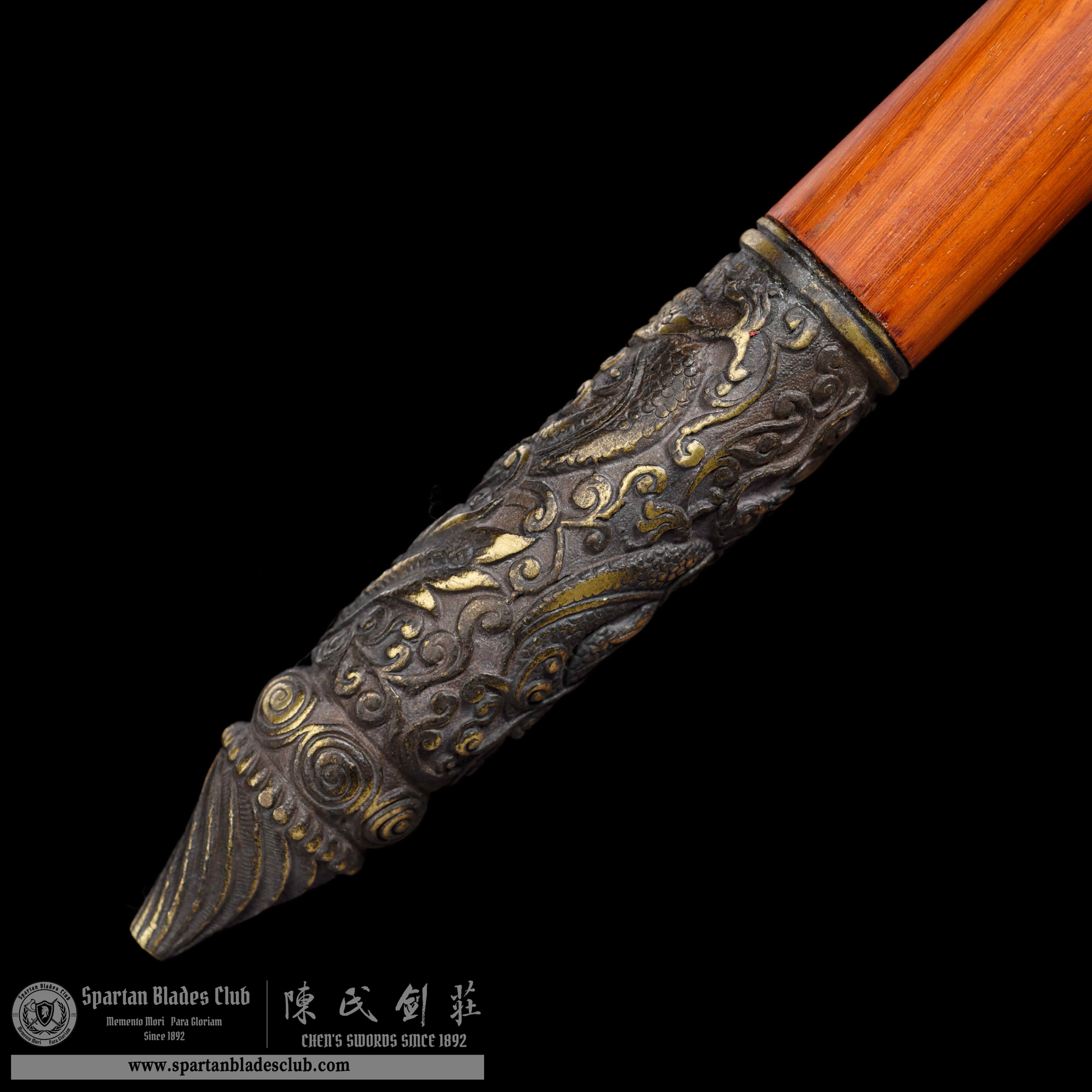 JYG04 | Zhangba She Mao | Chinese weapons | Damascus Steel | Loong(Chinese Dragon)  | Snake | Red | Battle-Ready | Full-tang | Spartan Blades Club | CHEN'S SWORDS 1892 - Spartan Blades Club - 陳氏劍莊1892