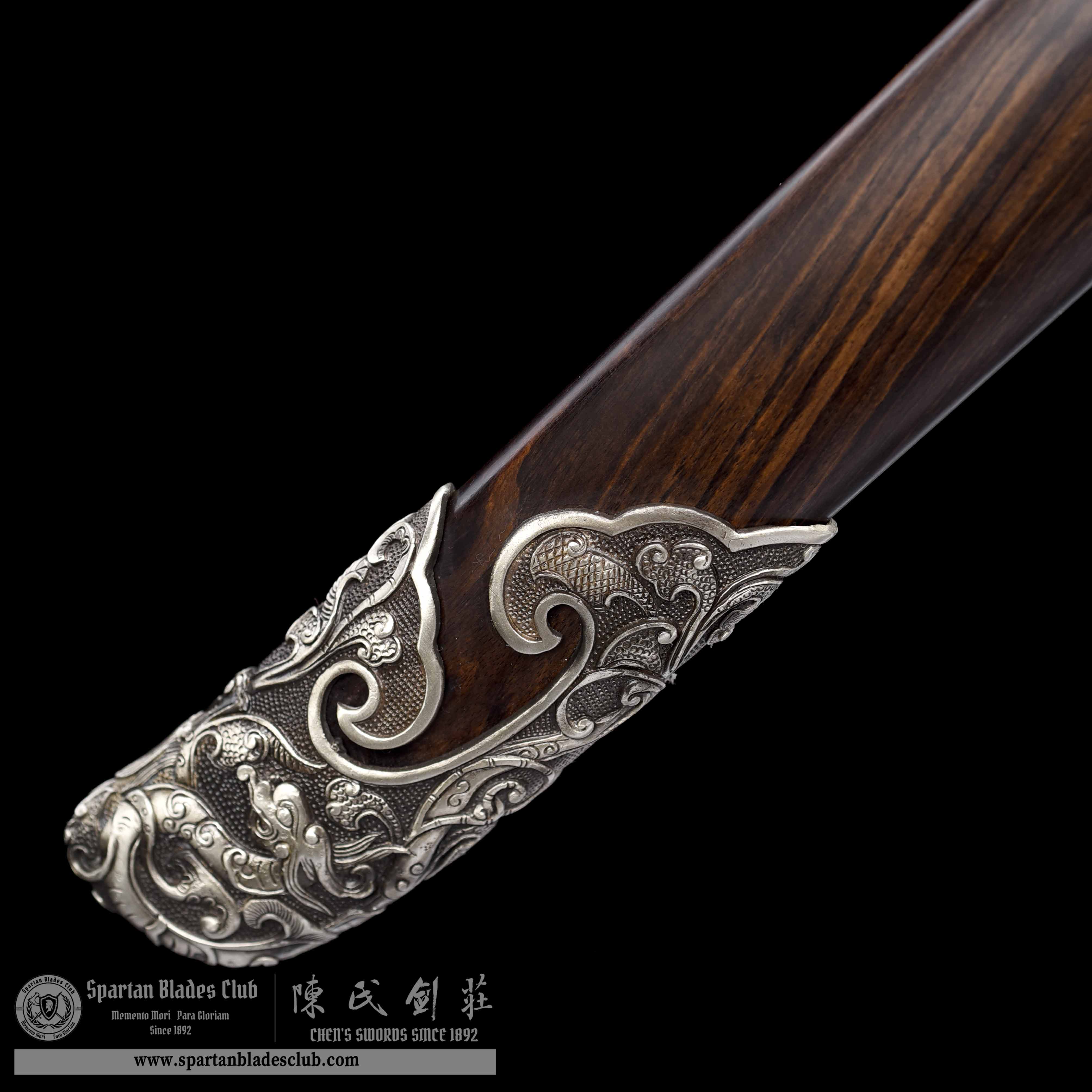 JYG06 | Yin Loong Miao Dao | Chinese sword | Damascus Steel | Loong(Chinese Dragon) | Ebony Wood | White Copper | Battle-Ready | Full-tang | Spartan Blades Club | CHEN'S SWORDS 1892 - Spartan Blades Club - 陳氏劍莊1892