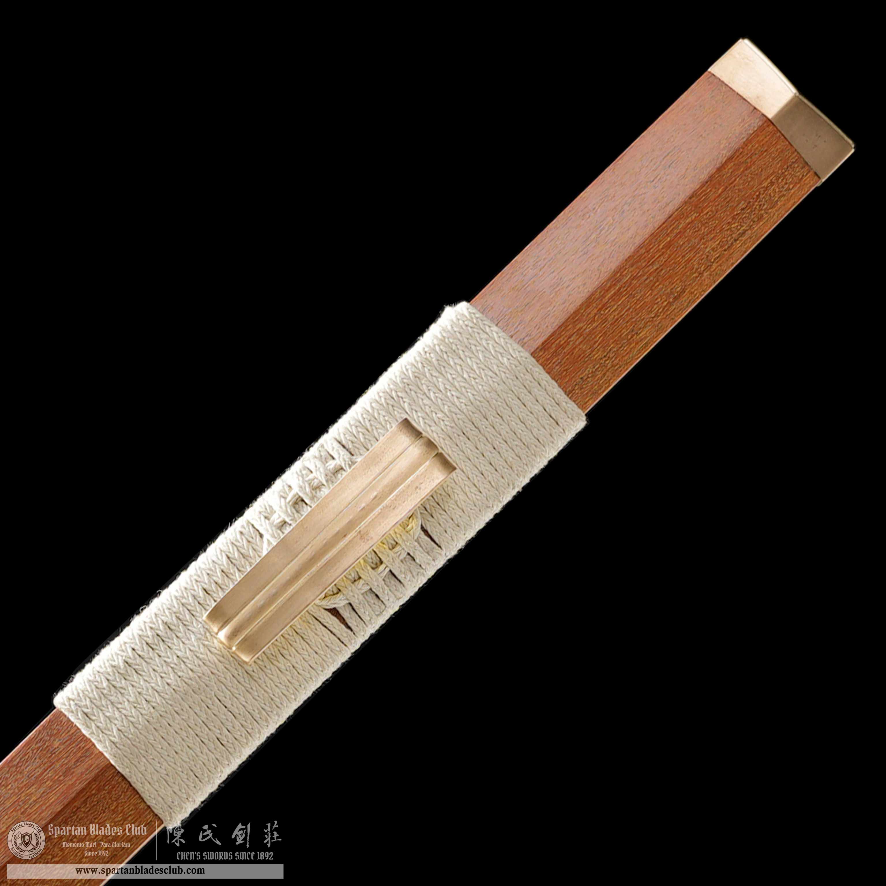 HY141 | SuBai HanJian | Damascus Steel | Solid wood&White | Battle-Ready | Full-tang | Spartan Blades Club | CHEN'S SWORDS 1892 - Spartan Blades Club - 陳氏劍莊1892