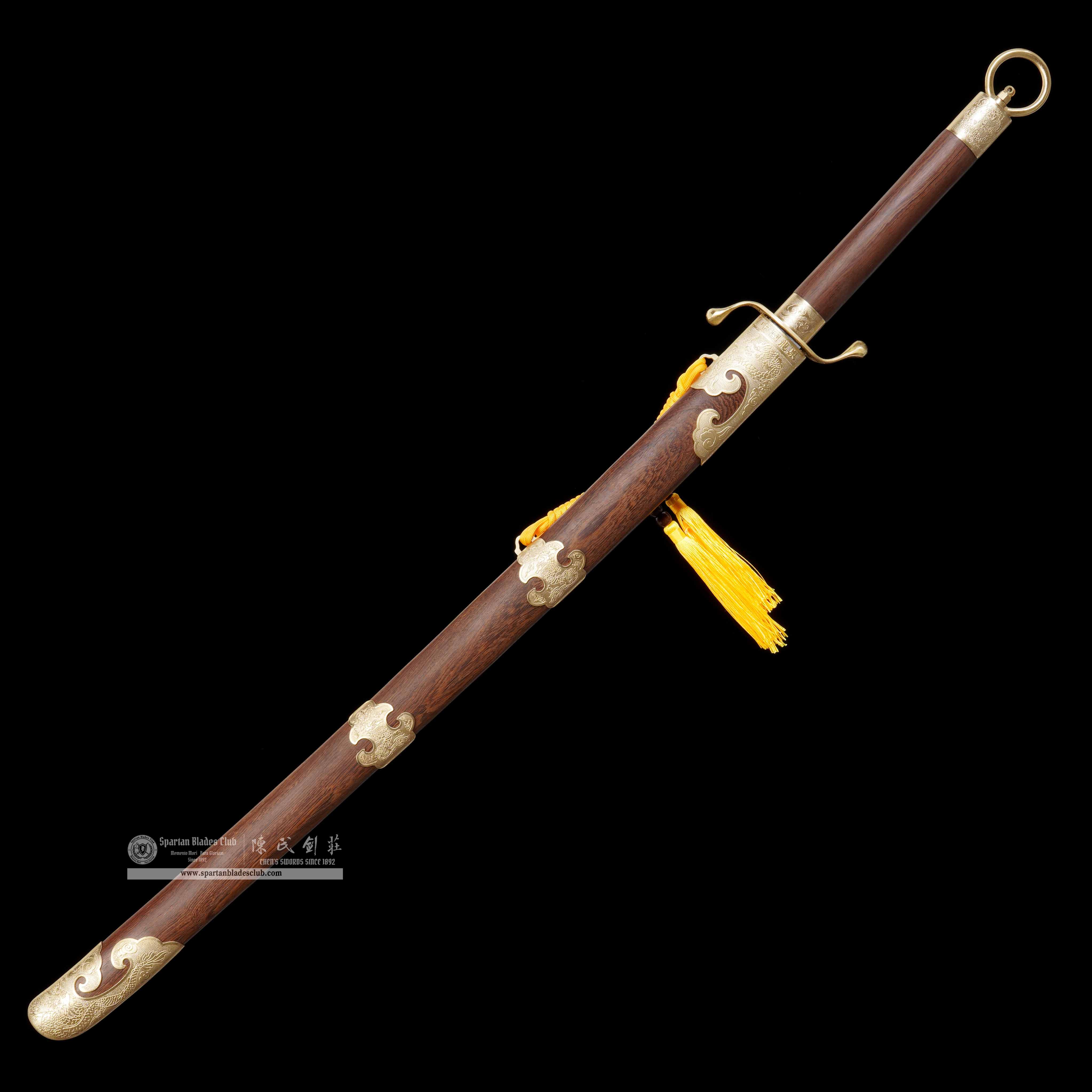 GU07 | LoongYun Tai Chi Dao | Damascus Steel | Loong(Chinese Dragon) | golden | Battle-Ready | Full-tang | Spartan Blades Club | CHEN'S SWORDS 1892 - Spartan Blades Club - 陳氏劍莊1892