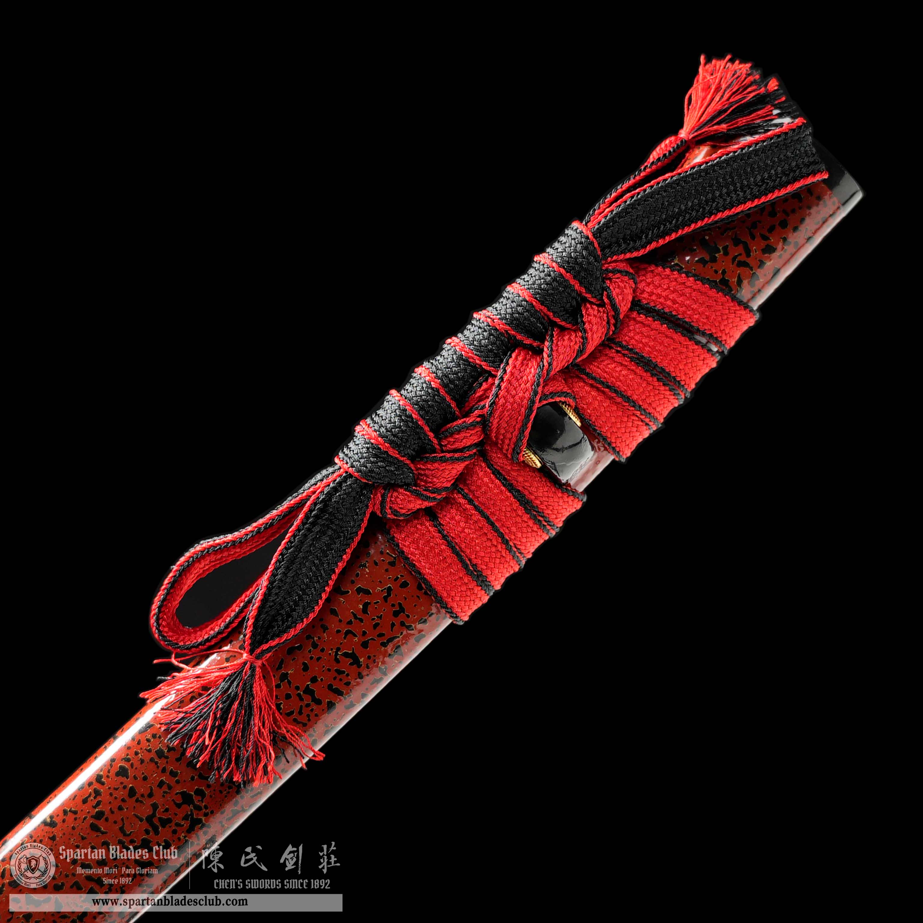 HY140 | XueDian Samurai | Katana | Damascus Steel | Heat-colored Black | Red | Loong(Chinese Dragon) | Battle-Ready | Full-tang | Spartan Blades Club | CHEN'S SWORDS 1892 - Spartan Blades Club - 陳氏劍莊1892