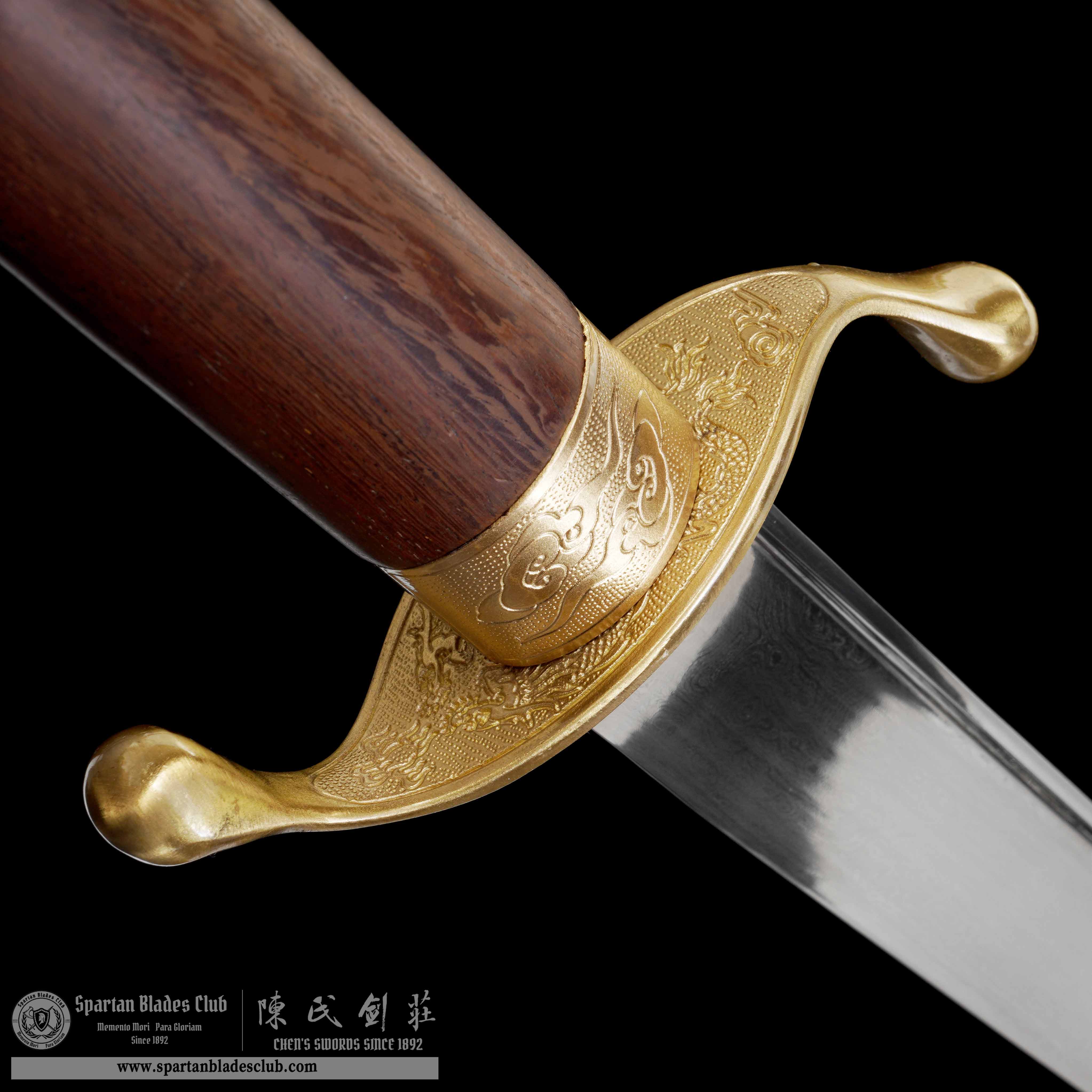 GU07 | LoongYun Tai Chi Dao | Damascus Steel | Loong(Chinese Dragon) | golden | Battle-Ready | Full-tang | Spartan Blades Club | CHEN'S SWORDS 1892 - Spartan Blades Club - 陳氏劍莊1892