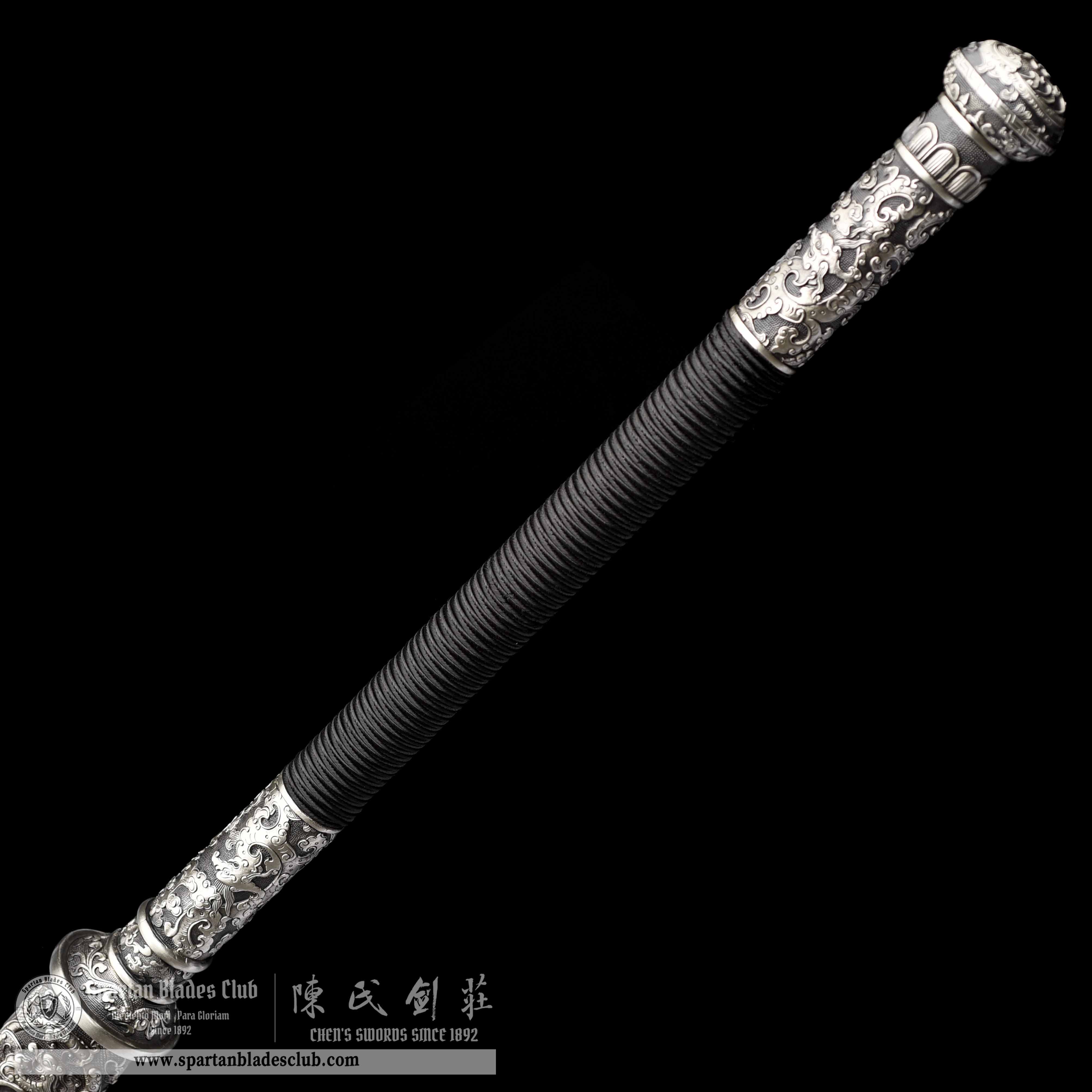 JYG06 | Yin Loong Miao Dao | Chinese sword | Damascus Steel | Loong(Chinese Dragon) | Ebony Wood | White Copper | Battle-Ready | Full-tang | Spartan Blades Club | CHEN'S SWORDS 1892 - Spartan Blades Club - 陳氏劍莊1892