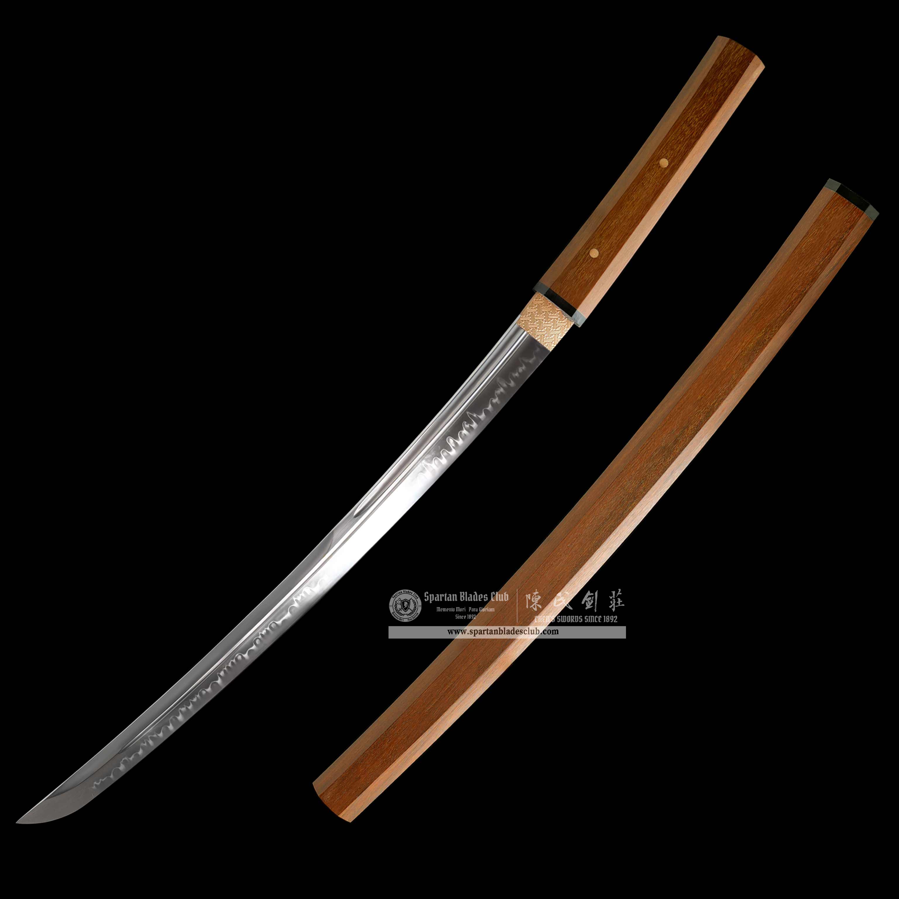 WY01 | SuBa | Daisho Set | Shirasaya | Katana | Wakizashi | Tanto | T10 steel | Clay-tempered | Real Hamon | Brown | Battle-Ready | Full-tang | Spartan Blades Club | CHEN'S SWORDS 1892 - Spartan Blades Club - 陳氏劍莊1892