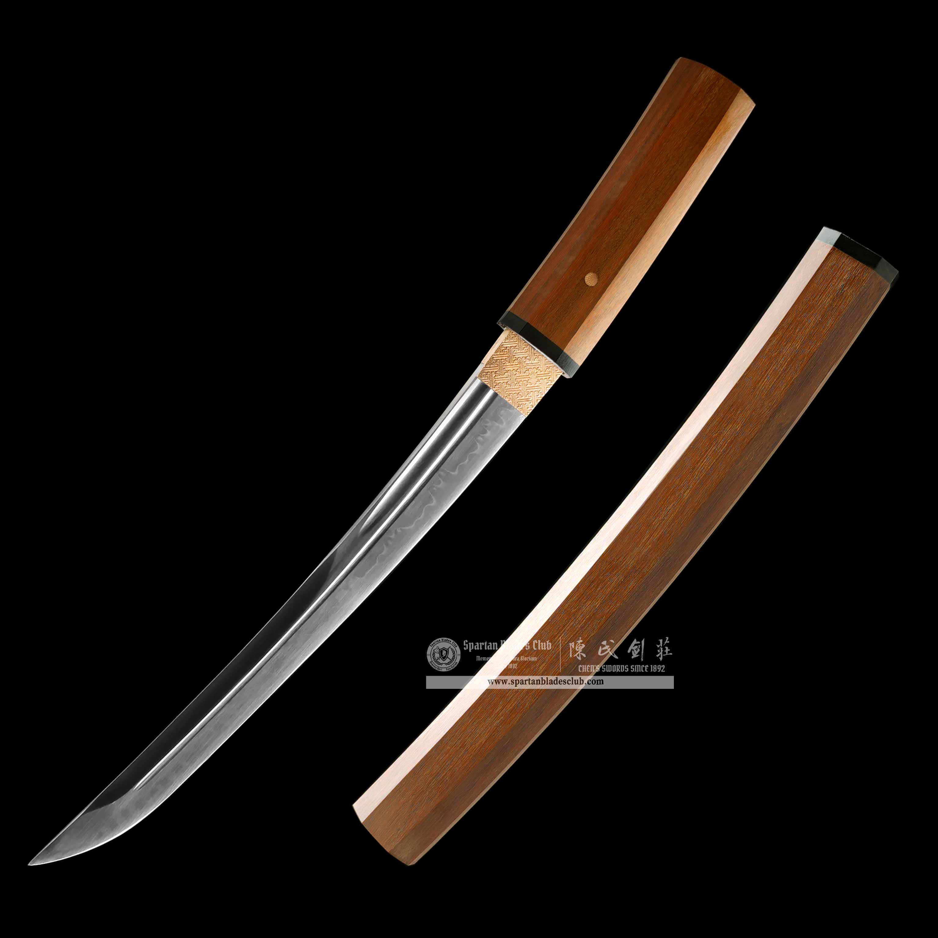 WY01 | SuBa | Daisho Set | Shirasaya | Katana | Wakizashi | Tanto | T10 steel | Clay-tempered | Real Hamon | Brown | Battle-Ready | Full-tang | Spartan Blades Club | CHEN'S SWORDS 1892 - Spartan Blades Club - 陳氏劍莊1892