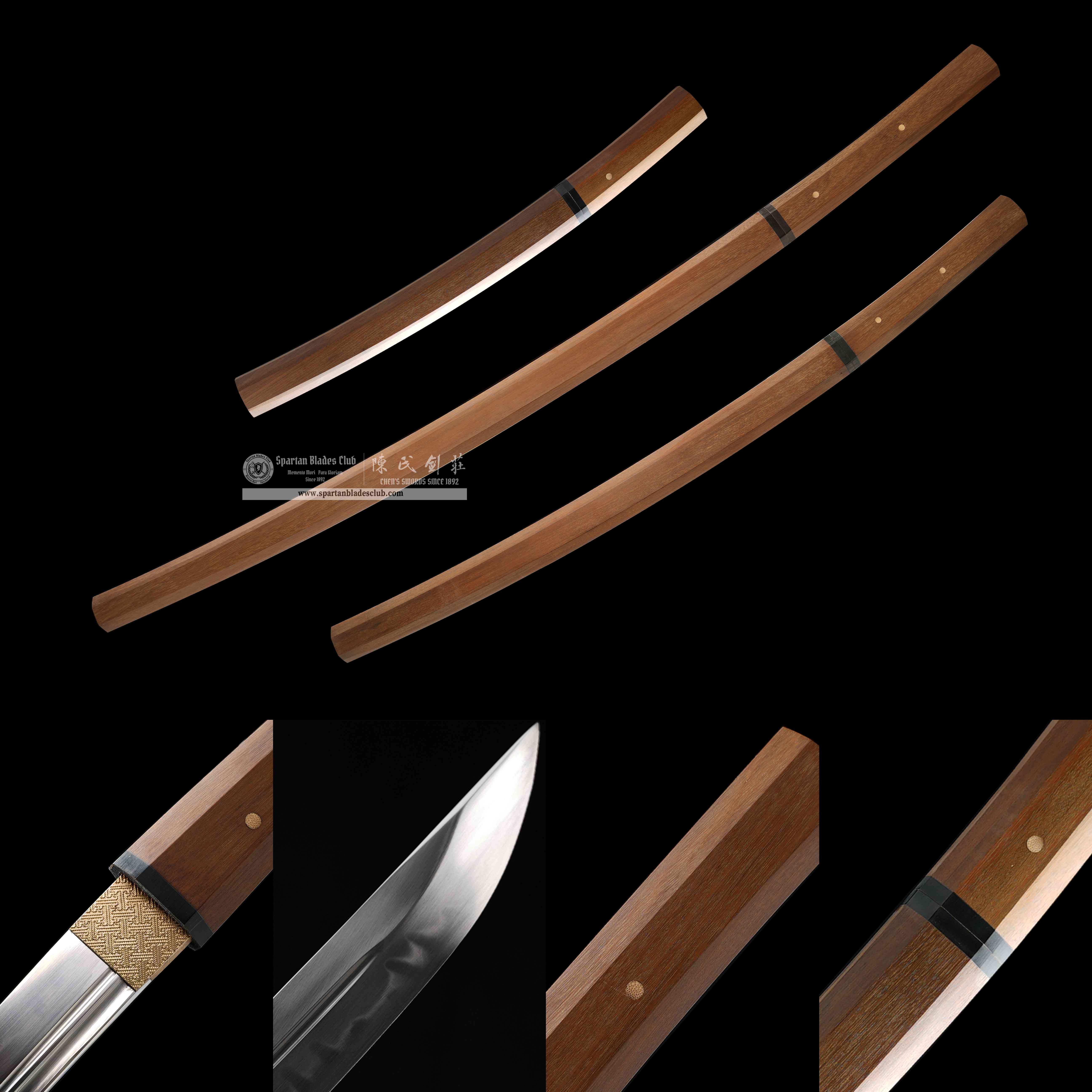 WY01 | SuBa | Daisho Set | Shirasaya | Katana | Wakizashi | Tanto | T10 steel | Clay-tempered | Real Hamon | Brown | Battle-Ready | Full-tang | Spartan Blades Club | CHEN'S SWORDS 1892 - Spartan Blades Club - 陳氏劍莊1892