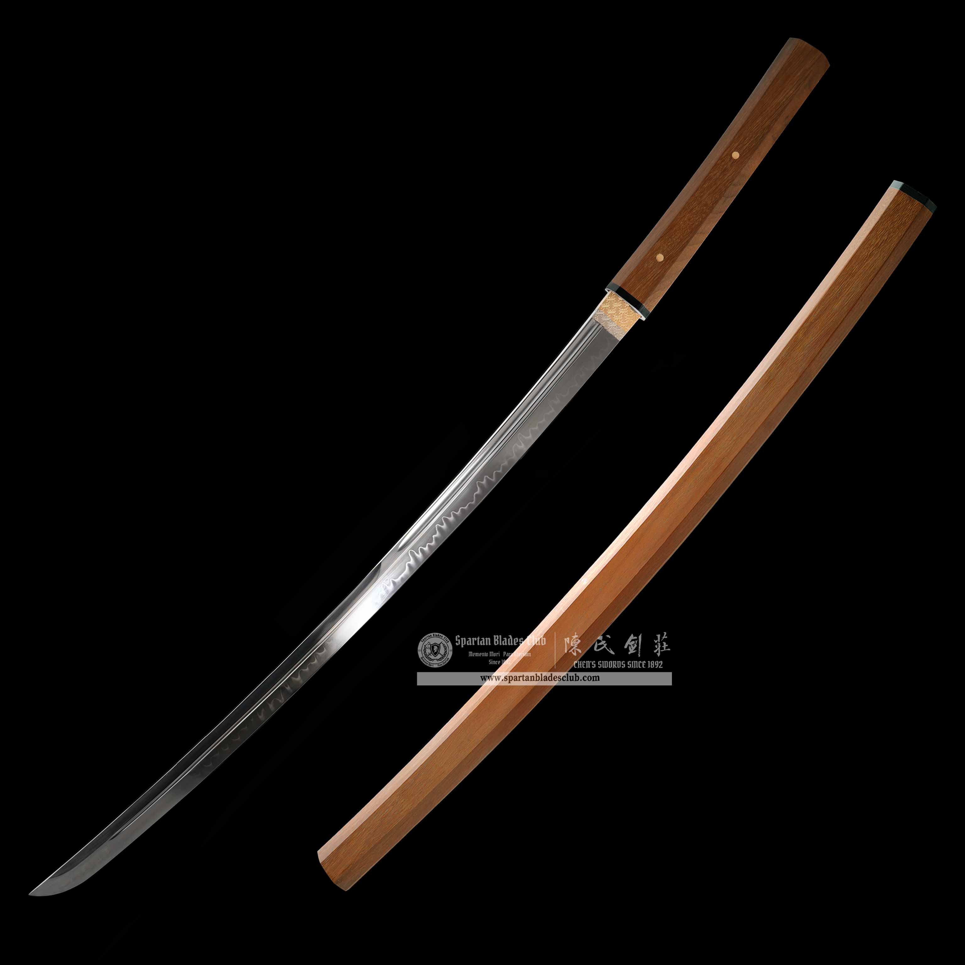 WY01 | SuBa | Daisho Set | Shirasaya | Katana | Wakizashi | Tanto | T10 steel | Clay-tempered | Real Hamon | Brown | Battle-Ready | Full-tang | Spartan Blades Club | CHEN'S SWORDS 1892 - Spartan Blades Club - 陳氏劍莊1892