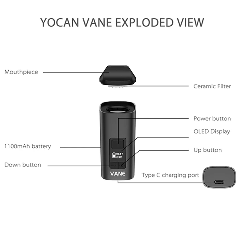 Yocan Vane Dry Herb Vaporizer Kit - ismokvape--Purchase with Free Shipping!