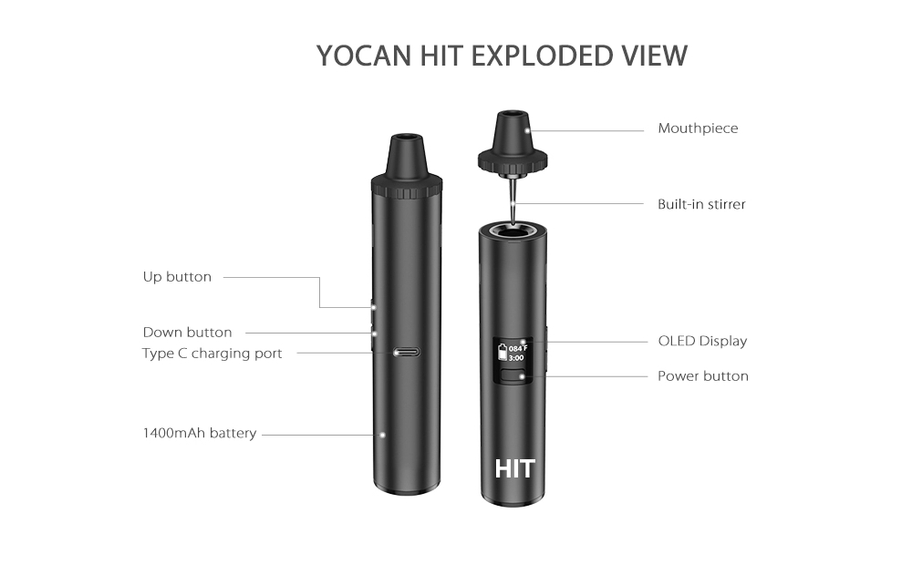 Yocan Hit Dry Herb Vaporizer Kit - ismokvape--Purchase with Free Shipping!