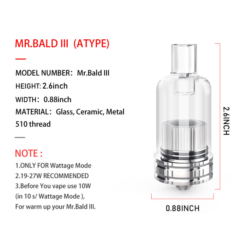 Longmada Mr. Bald III Dry Herb / Wax Atomizer - ismokvape--Purchase with Free Shipping!