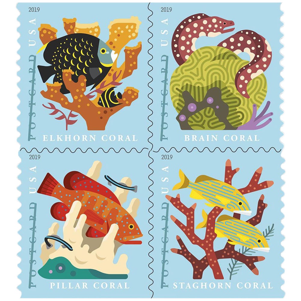 Coral Reefs Postcard 2019 - 5 Sheets / 100 Pcs