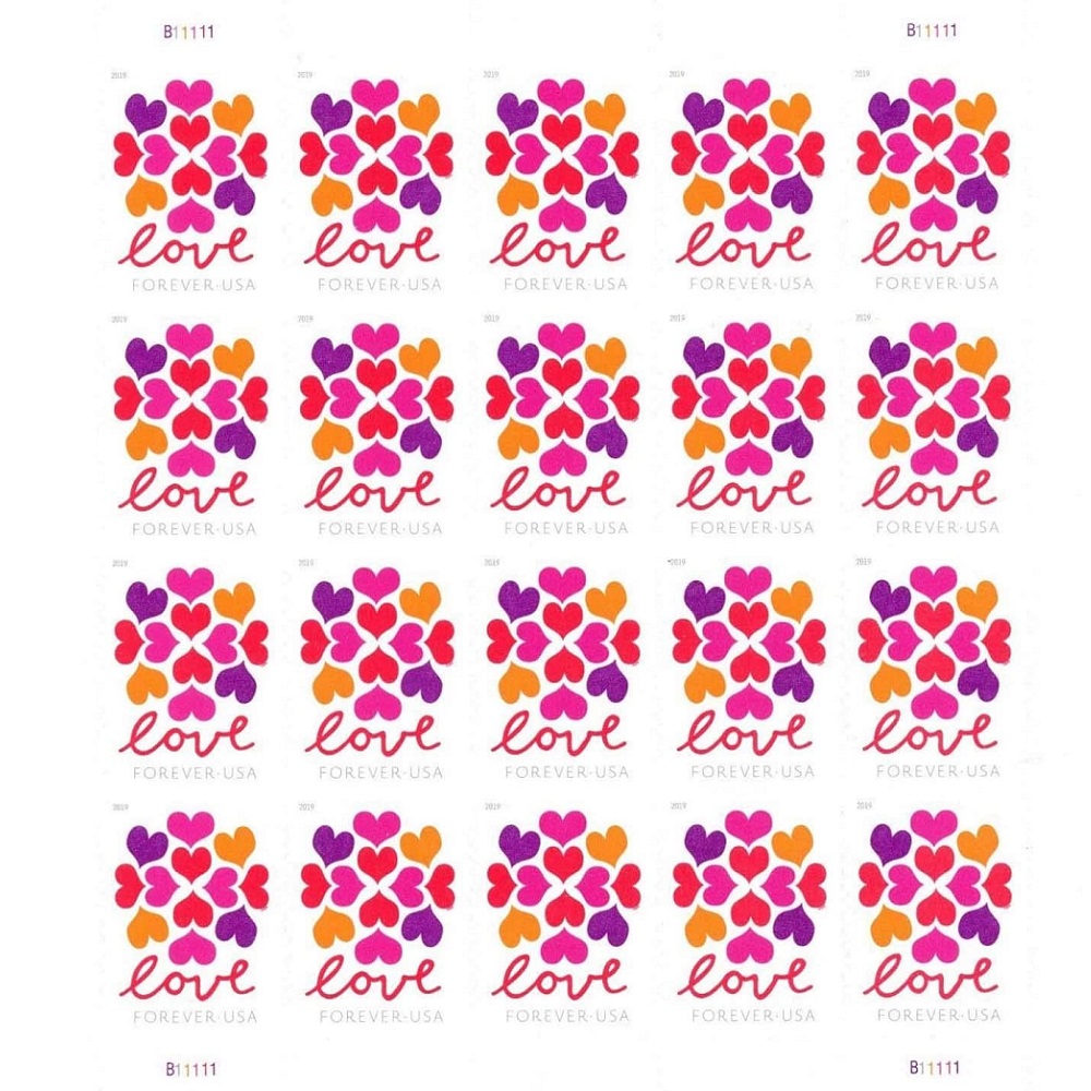 Hearts Blossom Love 2019 - 5 Sheets / 100 Pcs