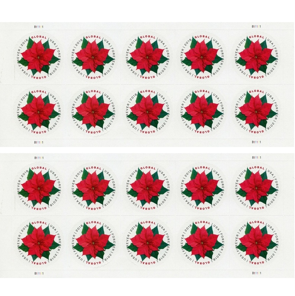 Global Poinsettia 2018 - 5 Sheets / 50Pcs