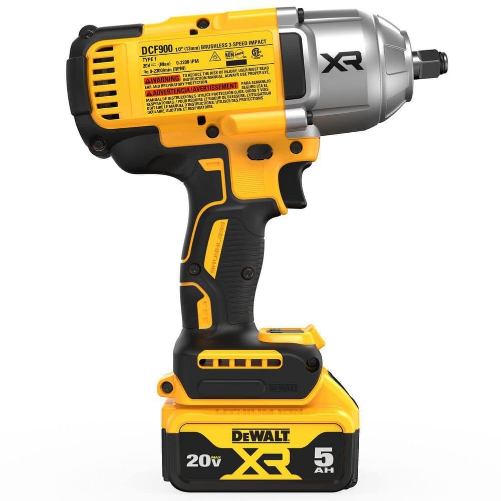 DEWALT 20V MAX XR 1/2′′ Cordless Impact Wrench Kit, High Torque, LED Light, Battery Included