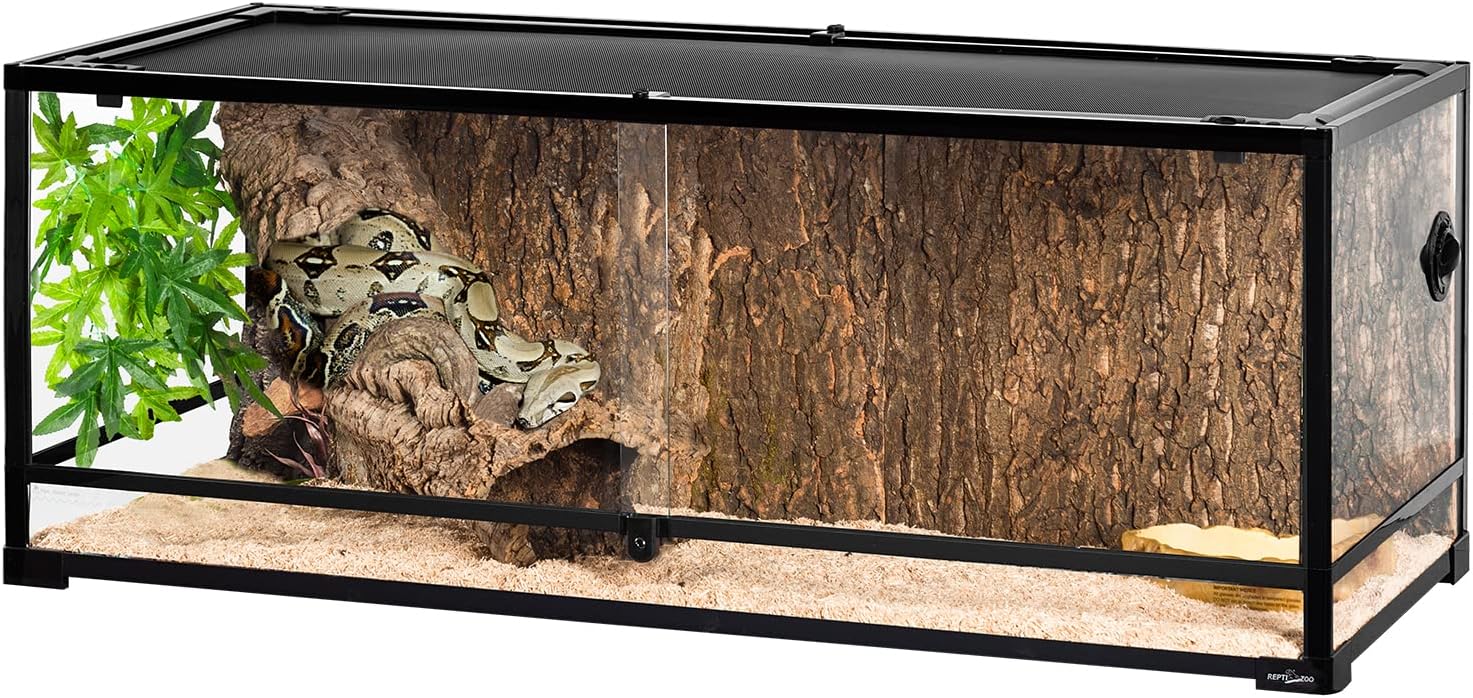 67Gallon Reptile Large Terrarium Upgrade Glass Front Opening Tank Sliding Door with Screen Ventilation Reptile Terrarium About 48