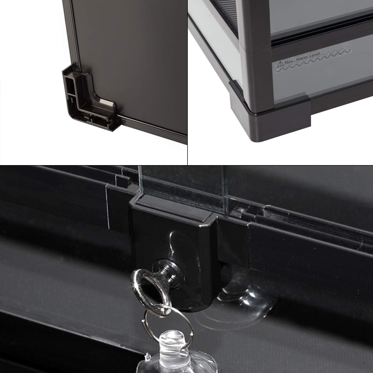 67Gallon Reptile Large Terrarium Upgrade Glass Front Opening Tank Sliding Door with Screen Ventilation Reptile Terrarium About 48