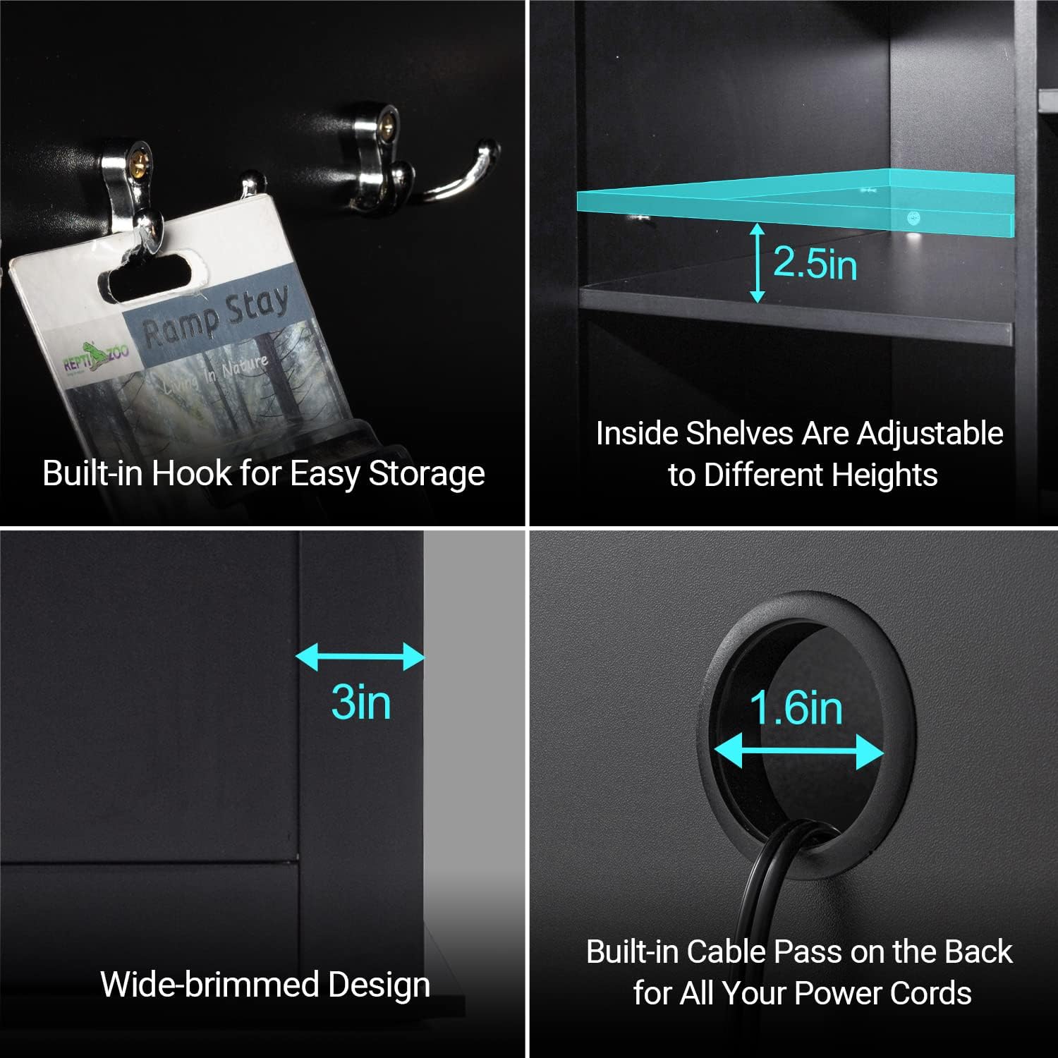 67Gallon Reptile Large Terrarium Upgrade Glass Front Opening Tank Sliding Door with Screen Ventilation Reptile Terrarium About 48