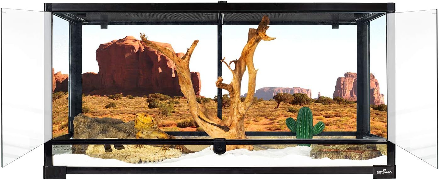 50 Gallon Reptile Glass Terrarium Tank Double Hinge Door with Screen Ventilation Large Reptile Terrarium 36
