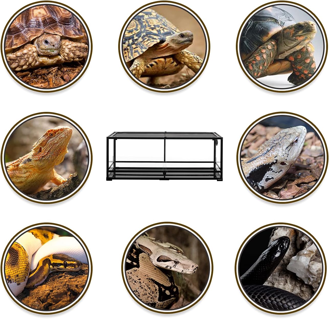 67Gallon Reptile Large Terrarium Upgrade Glass Front Opening Tank Sliding Door with Screen Ventilation Reptile Terrarium About 48