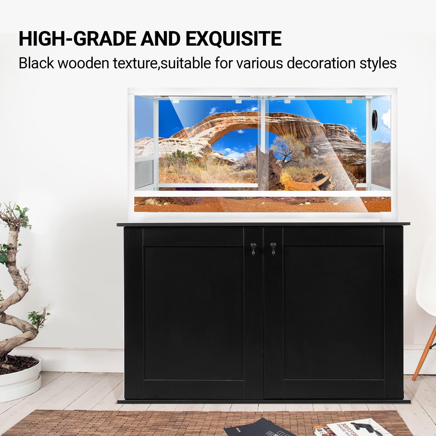 67Gallon Reptile Large Terrarium Upgrade Glass Front Opening Tank Sliding Door with Screen Ventilation Reptile Terrarium About 48