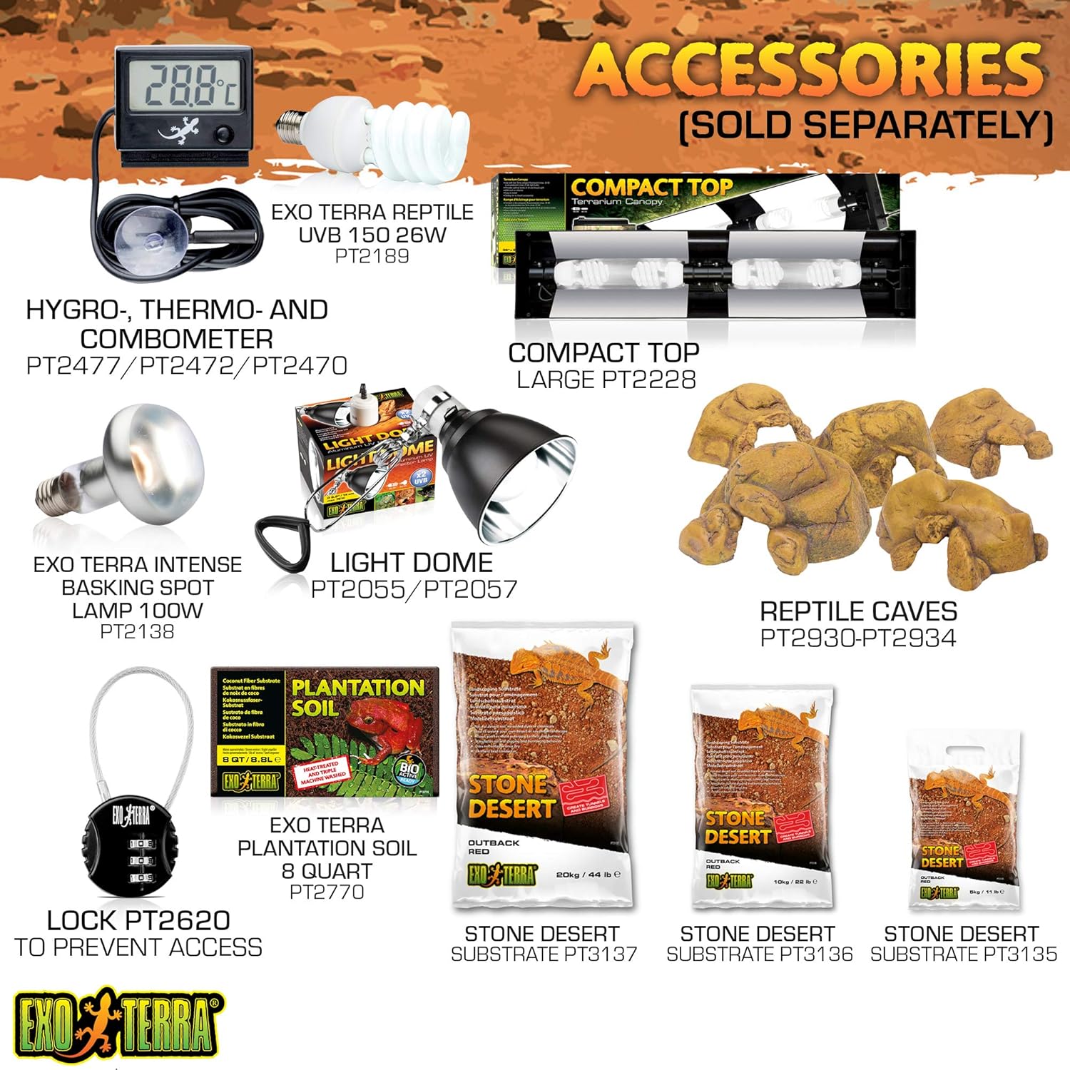 Glass Natural Terrarium Kit, for Reptiles and Amphibians, Nano Tall, 8 x 8 x 12 inches, PT2601A1