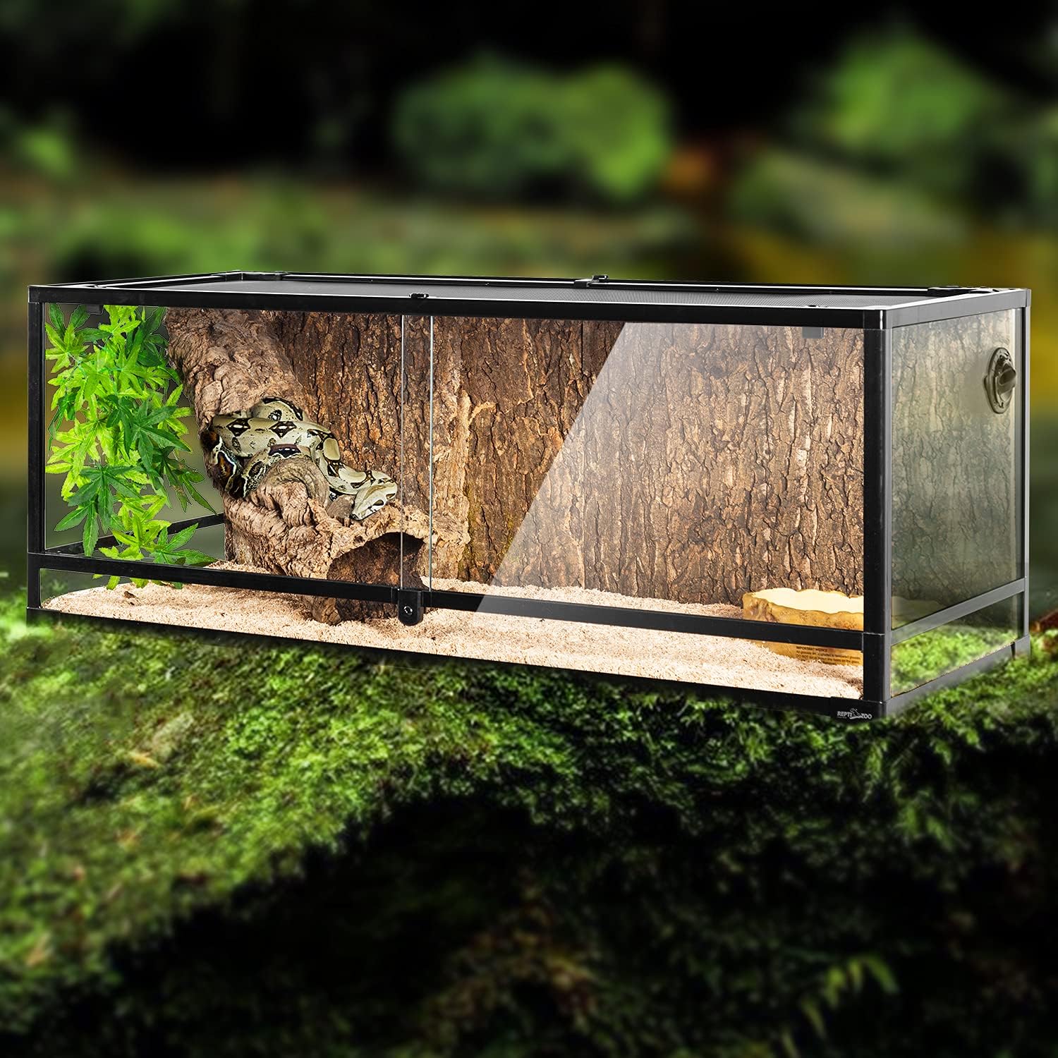 67Gallon Reptile Large Terrarium Upgrade Glass Front Opening Tank Sliding Door with Screen Ventilation Reptile Terrarium About 48