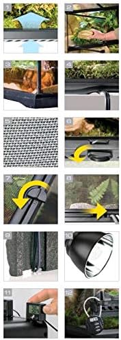 Glass Terrarium Kit, for Reptiles and Amphibians, Mini Wide, 12 x 12 x 12 Inches, PT2600A1