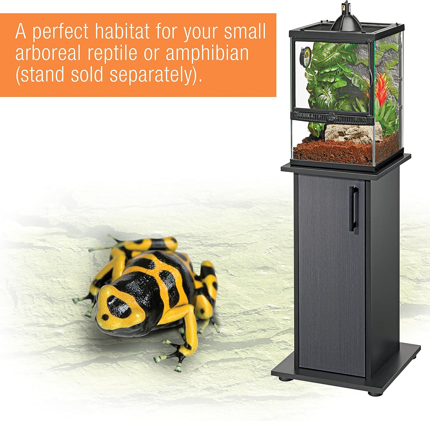 11 Gallon Glass Tropical Vertical Habitat Starter Kit for Small Tree Dwelling Reptiles & Amphibians